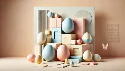 Abstract Easter Composition With Pastel Eggs And Geometric Shapes