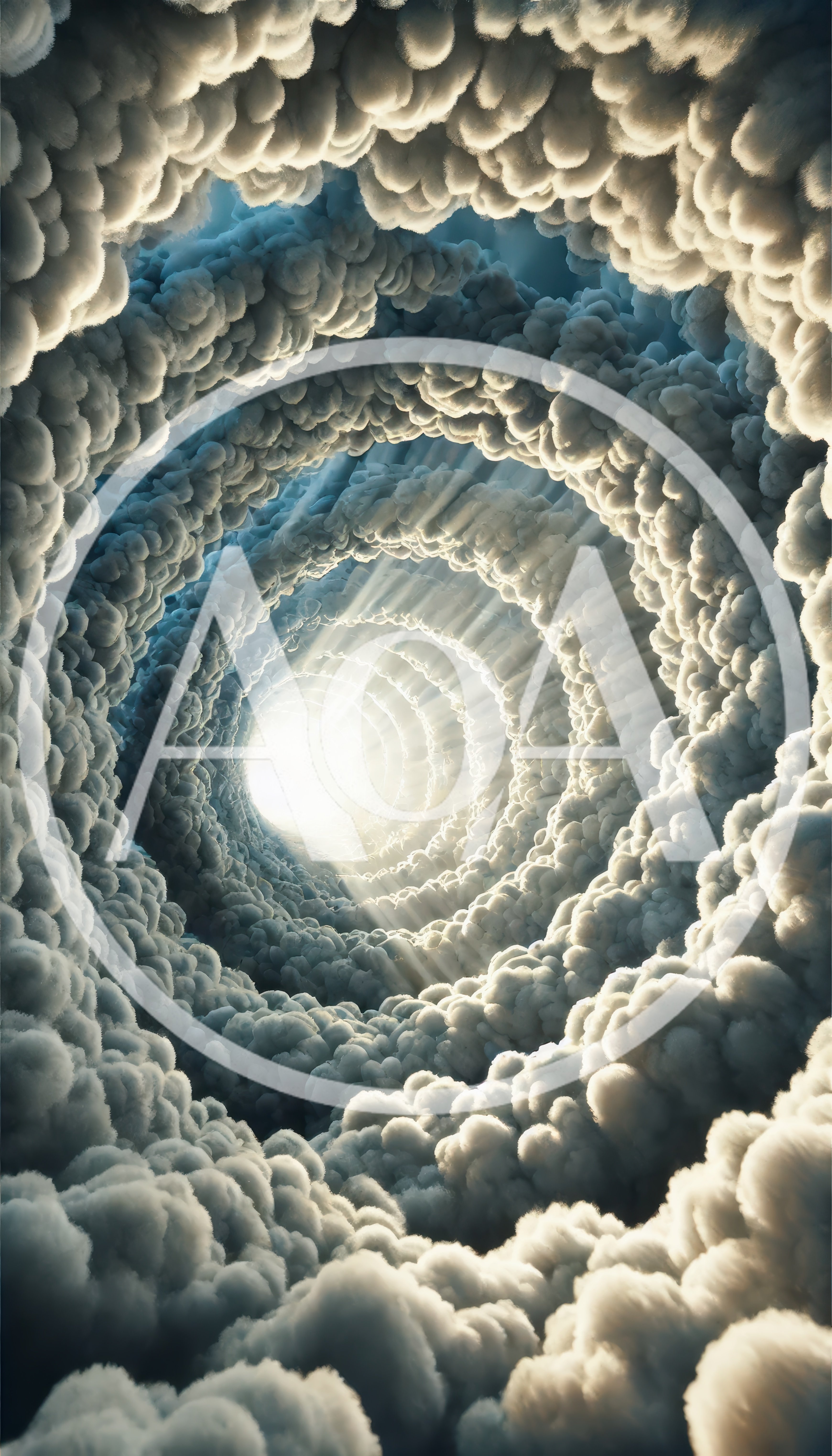 Surreal Cloud Tunnel With Radiant Light