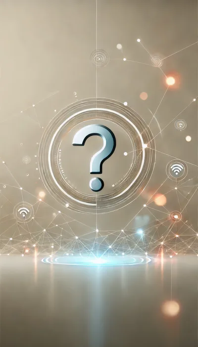 Digital Question Mark Symbol With Network Connectivity Nodes