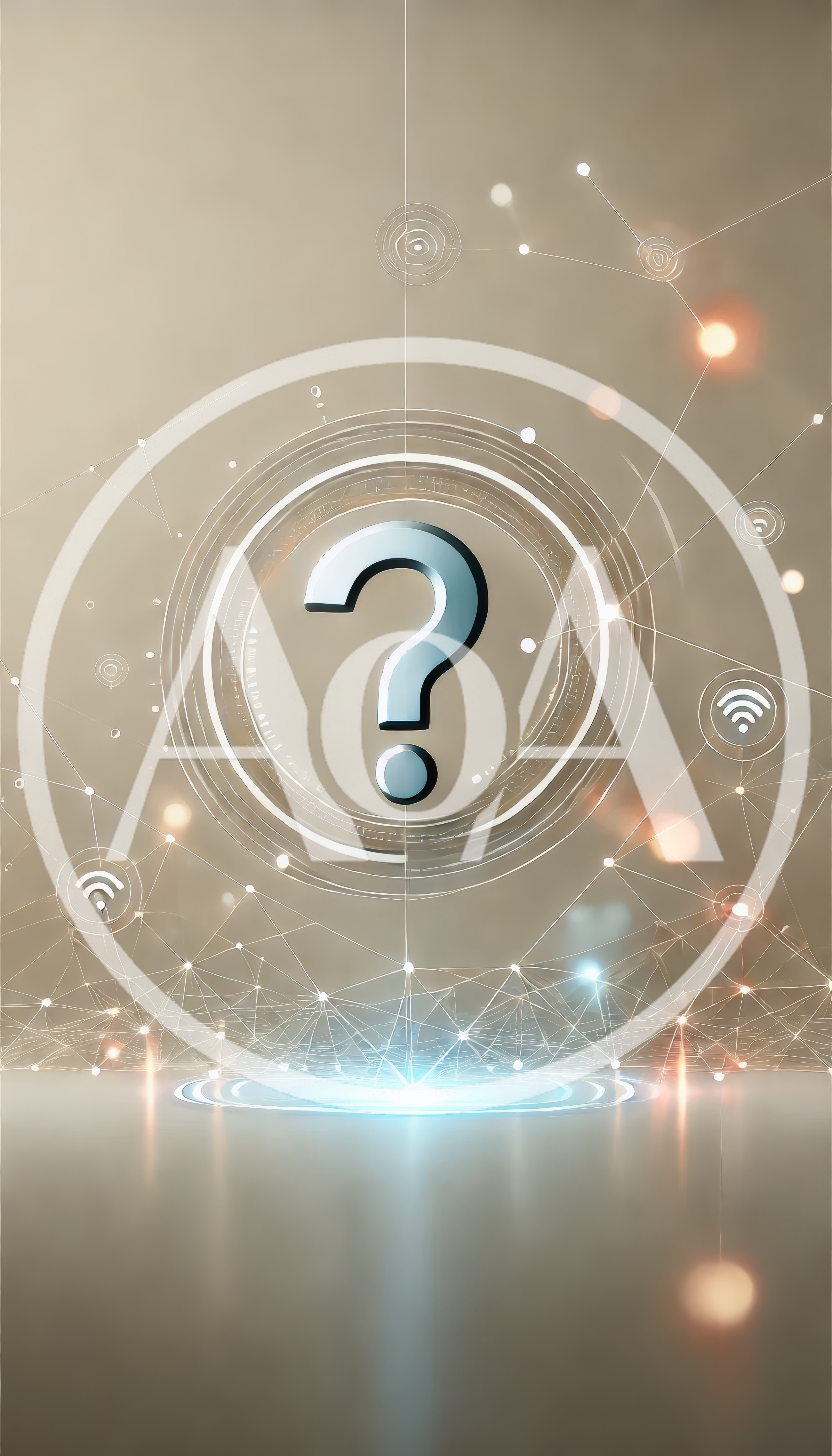 Digital Question Mark Symbol With Network Connectivity Nodes