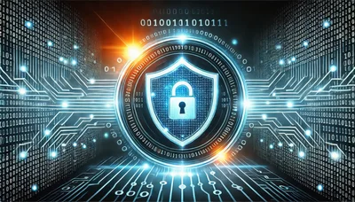 Digital Cybersecurity Shield With Binary Code Background