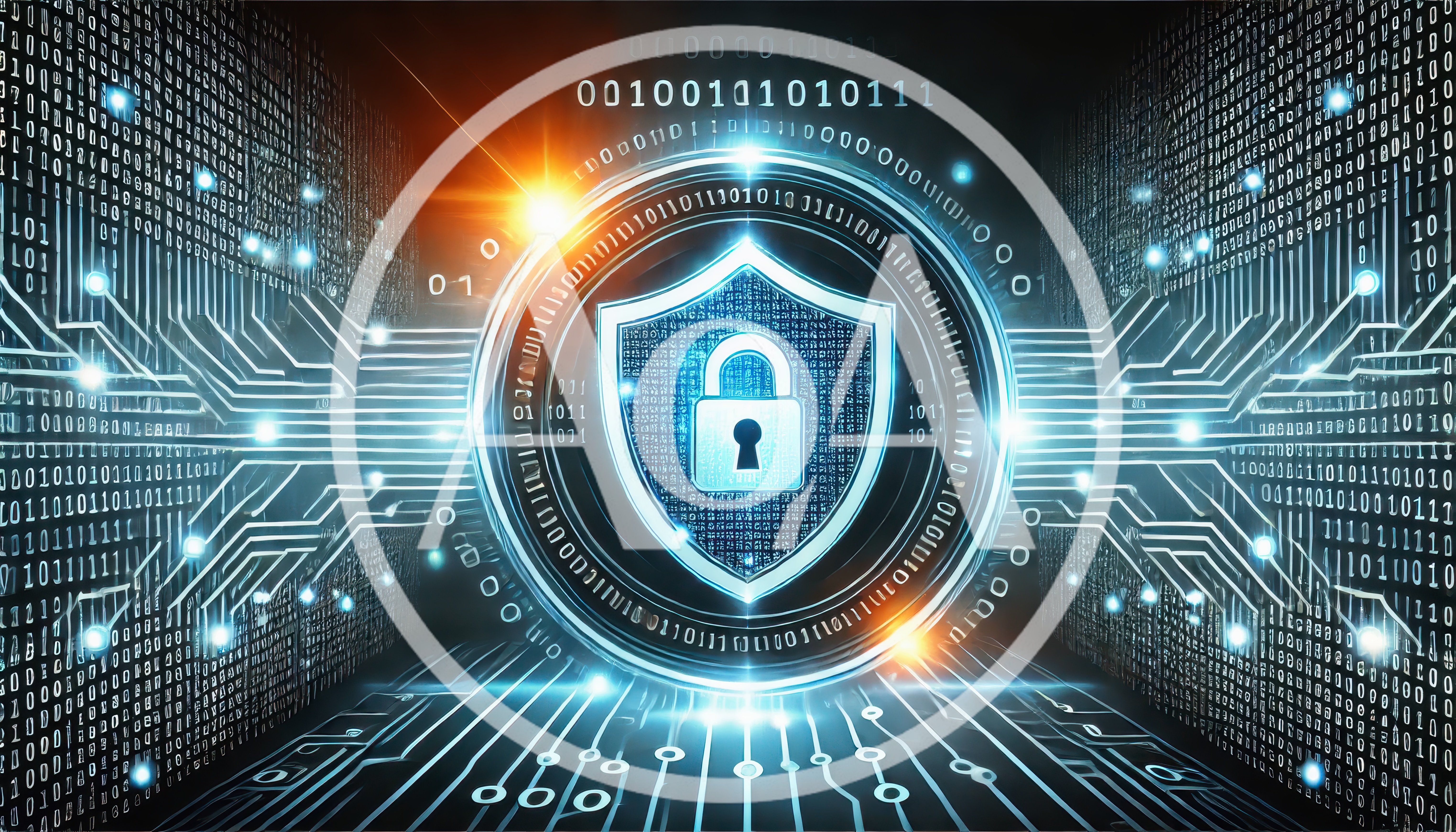 Digital Cybersecurity Shield With Binary Code Background