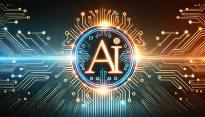 Glowing AI Symbol With Digital Circuit Board Background