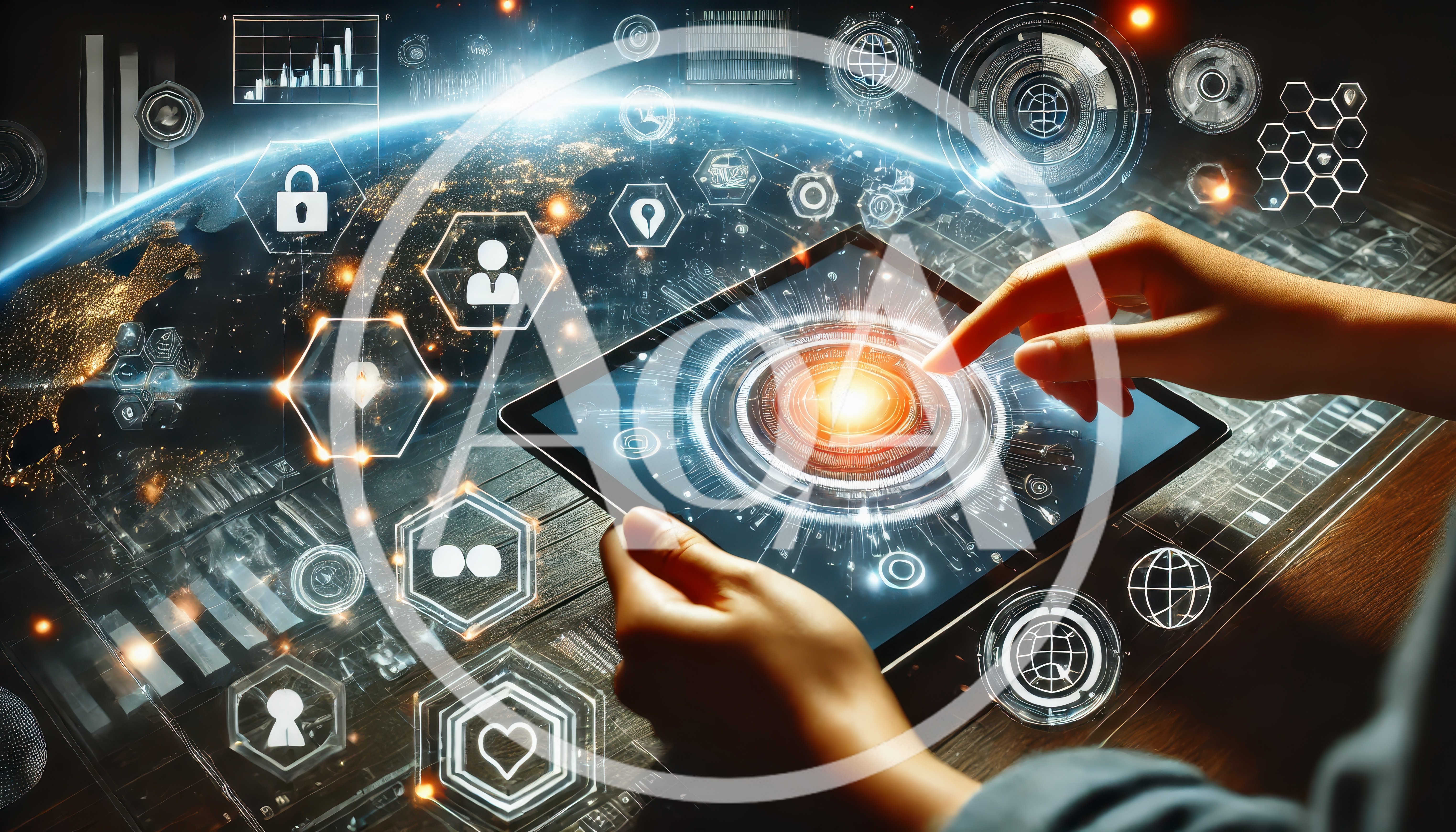 Person Interacting With Futuristic Digital Global Data Interface