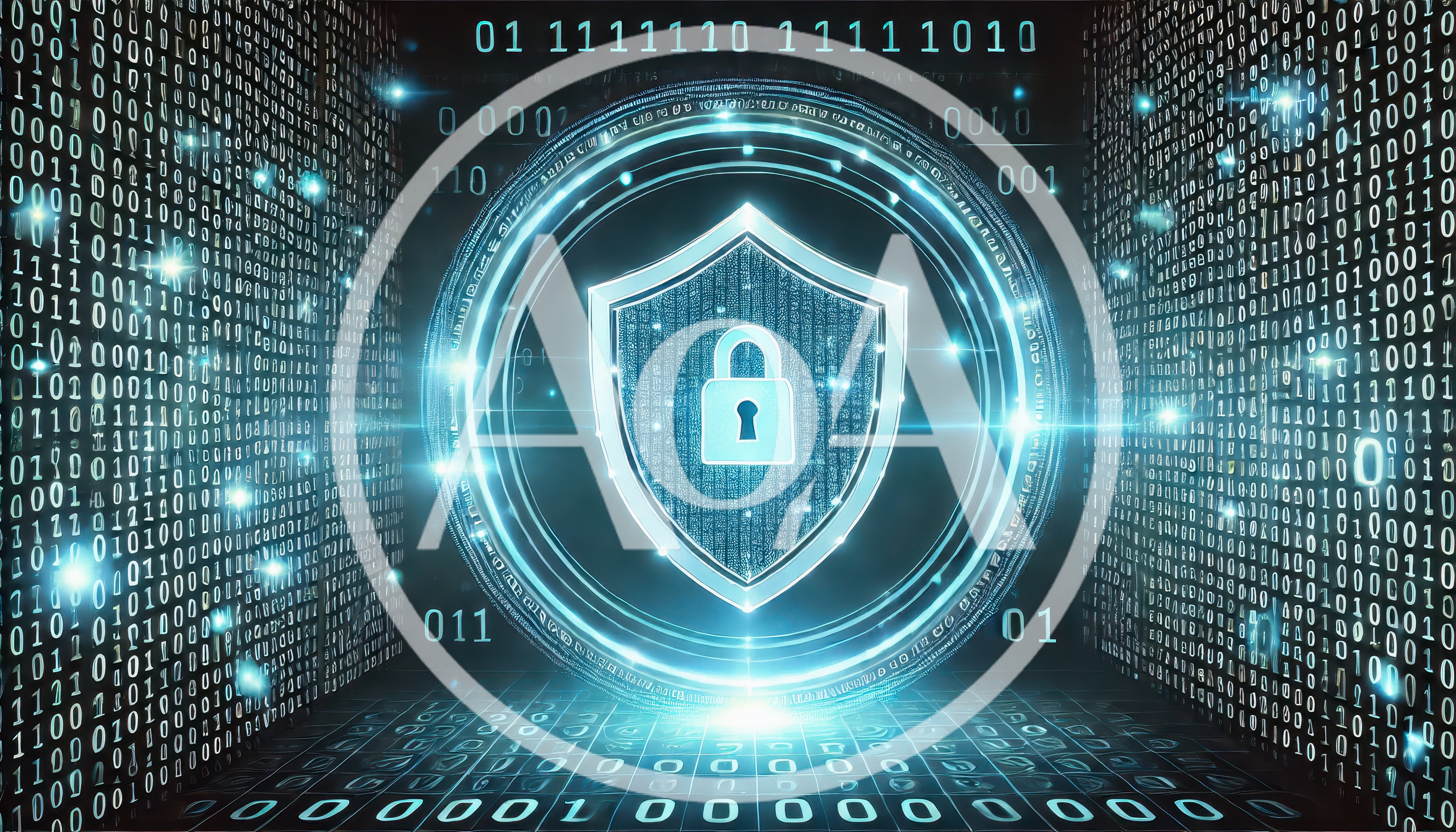 Digital Security Shield With Binary Code Background