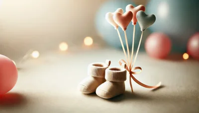 Baby Booties With Heart Shaped Balloons