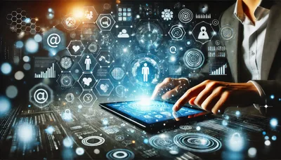 Business Professional Interacting With Digital Data Interface