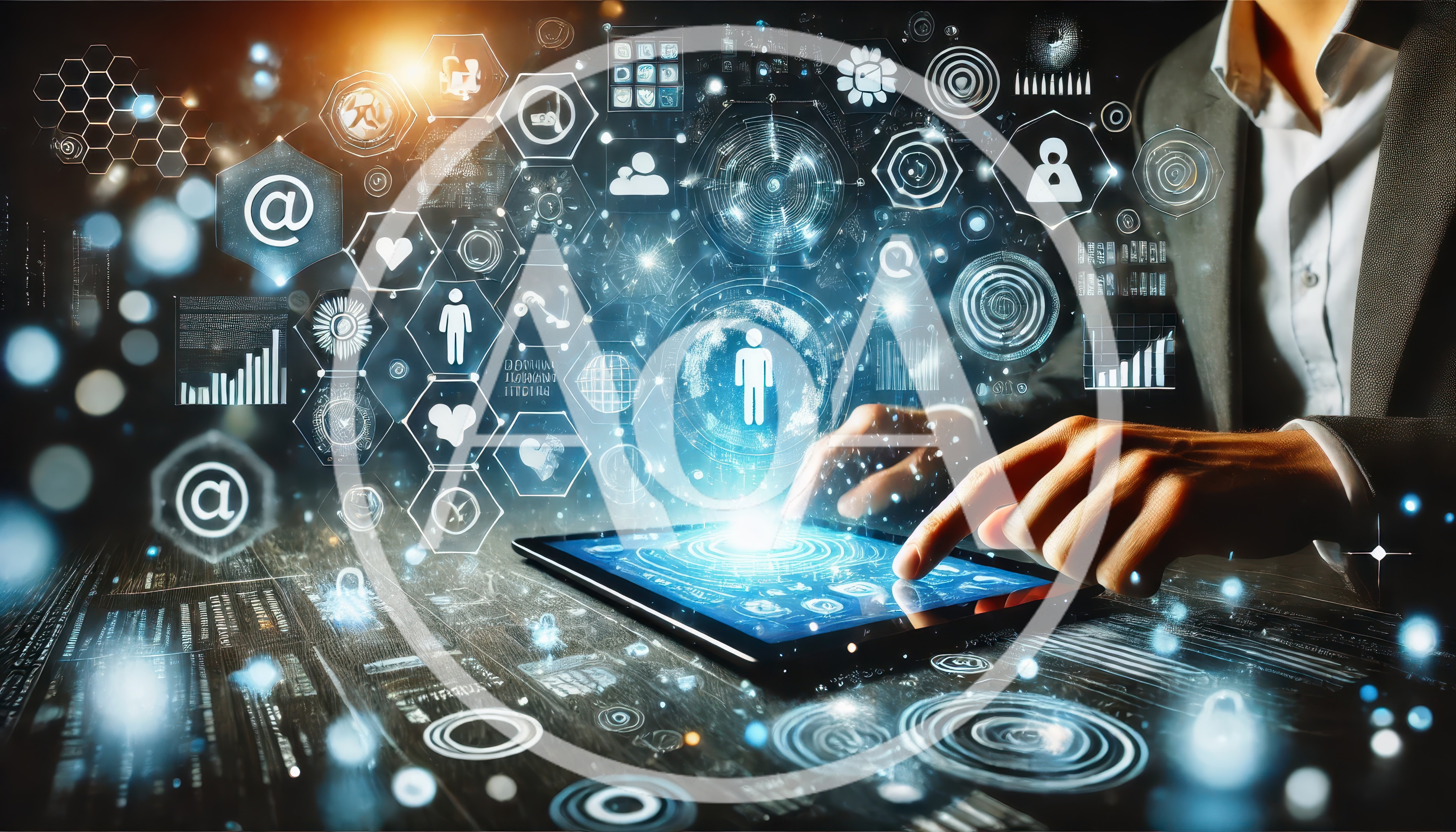 Business Professional Interacting With Digital Data Interface