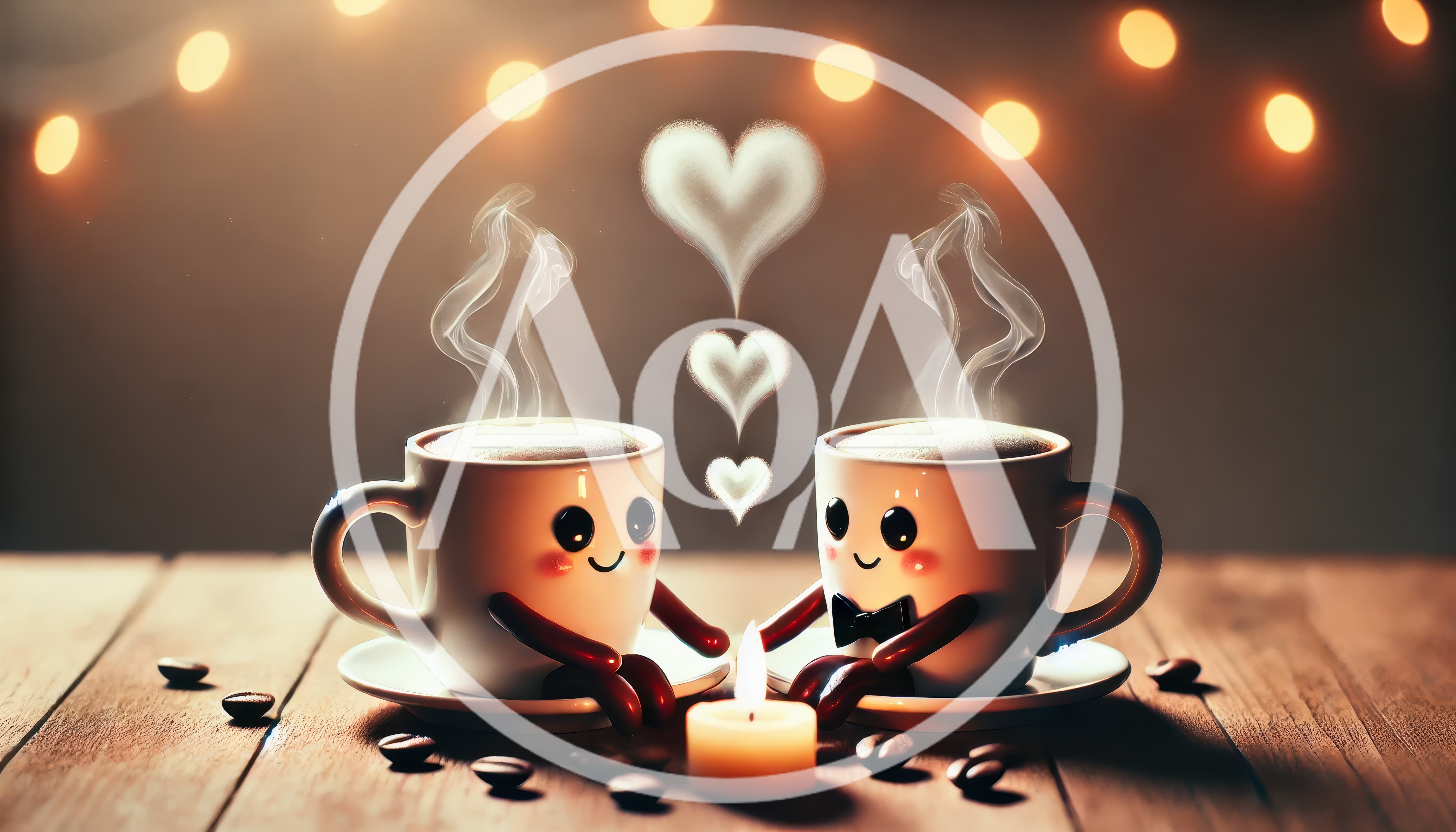 Two Cute Coffee Mugs With Heart Steam