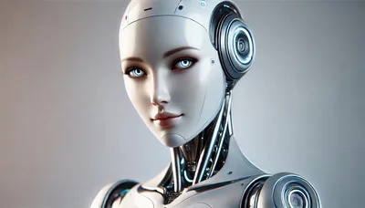 Portrait Of A Futuristic Female Android Robot