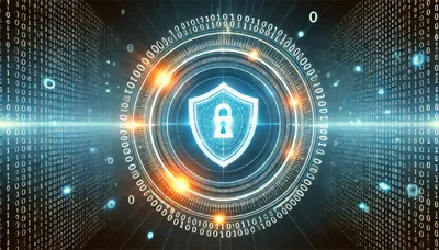 Digital Cybersecurity Shield With Binary Code Background