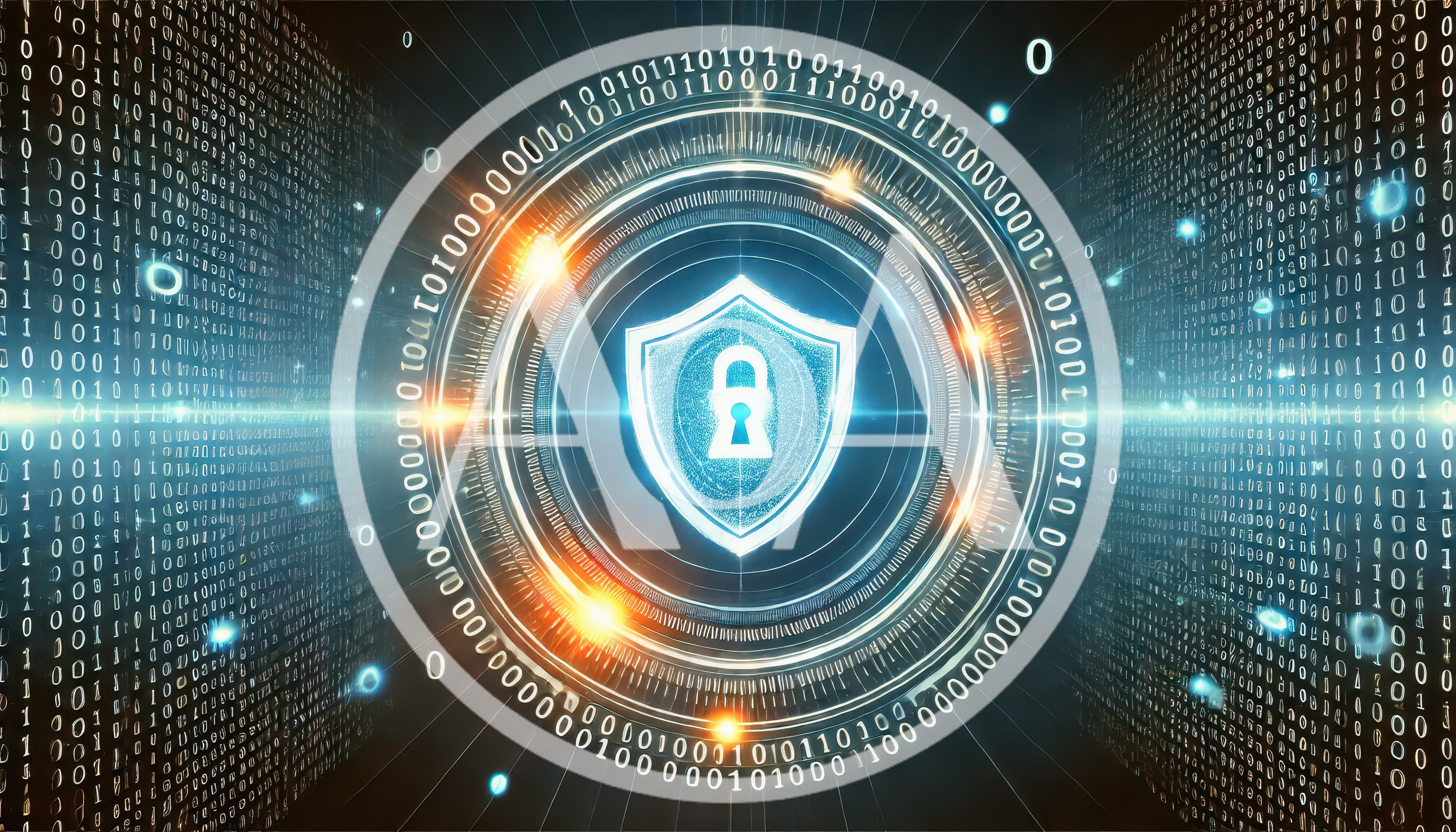 Digital Cybersecurity Shield With Binary Code Background