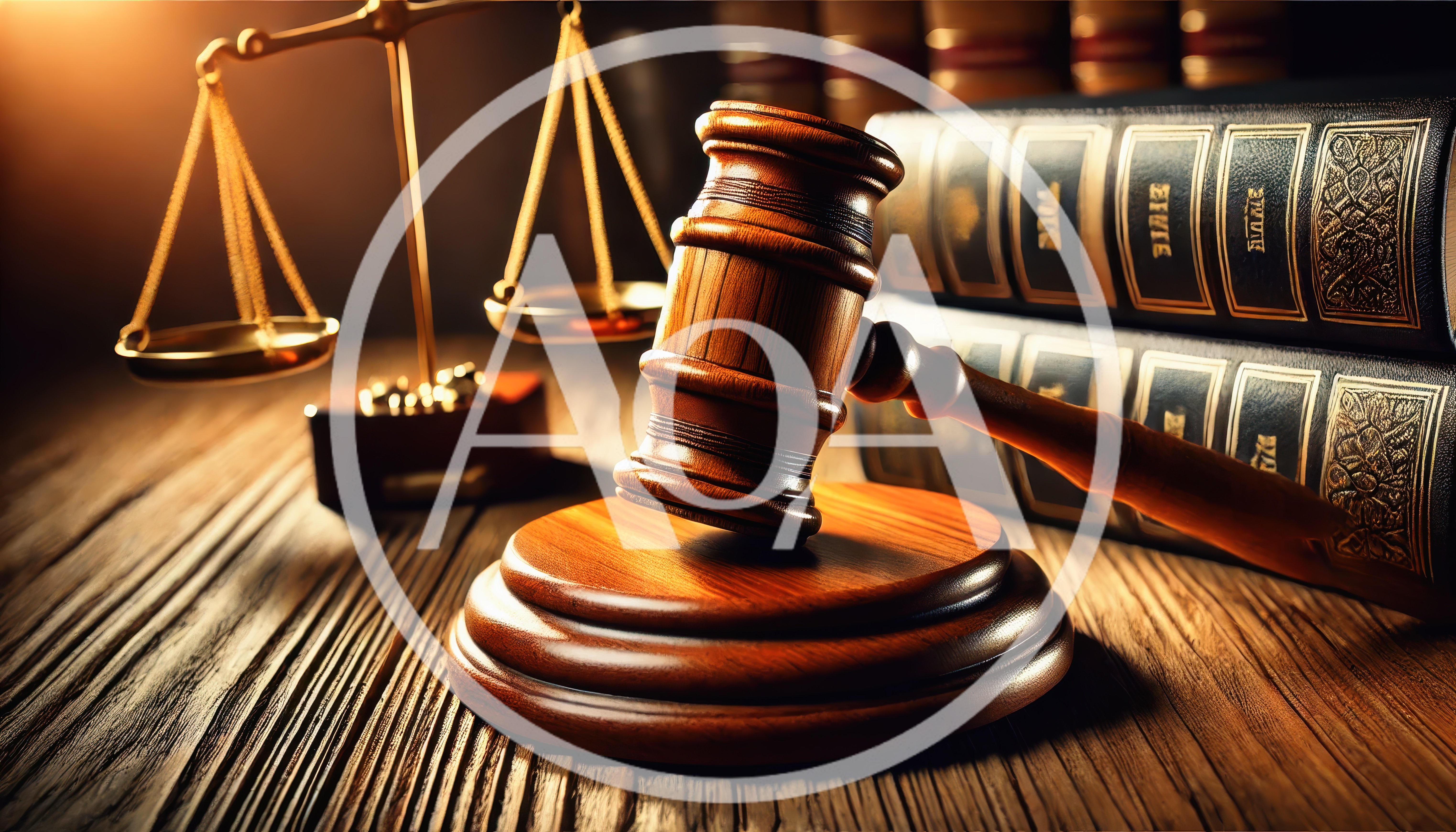 Wooden Gavel And Scales Of Justice On Desk