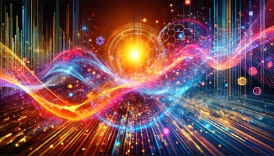 Abstract Digital Data Flow And Neural Network Visualization
