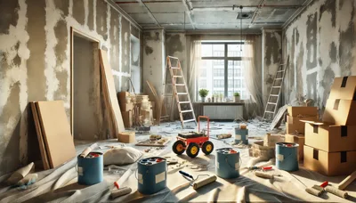 Renovating An Empty Apartment With Painting Supplies