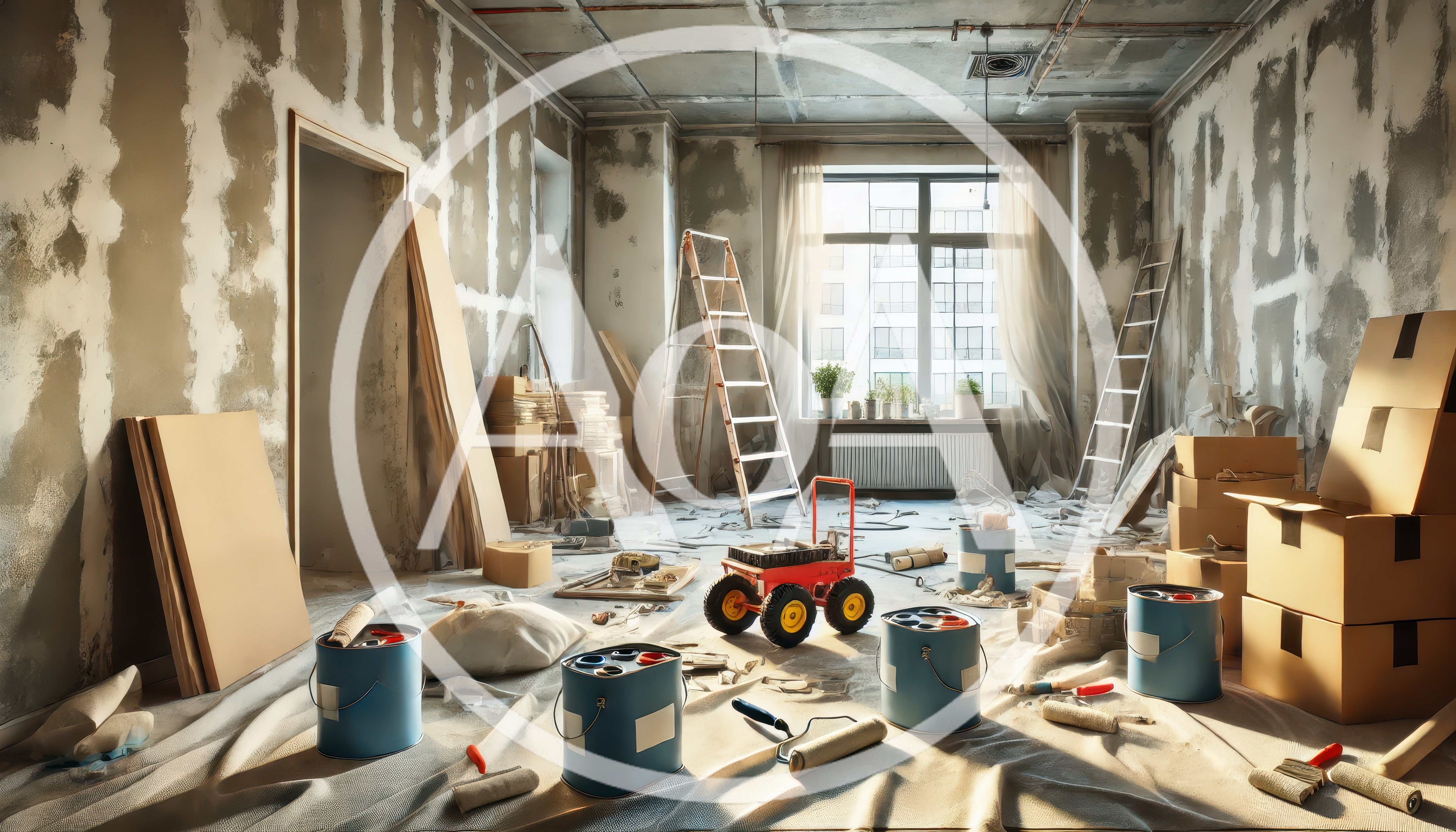 Renovating An Empty Apartment With Painting Supplies