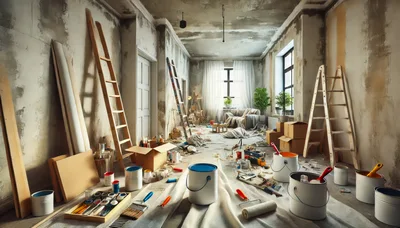 Renovating A Dilapidated Room With Painting Supplies
