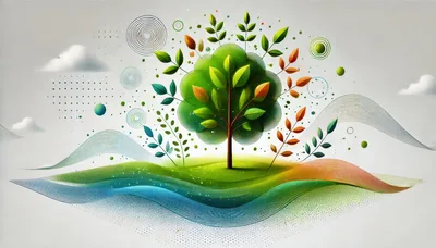 Stylized Digital Illustration Of A Vibrant Tree