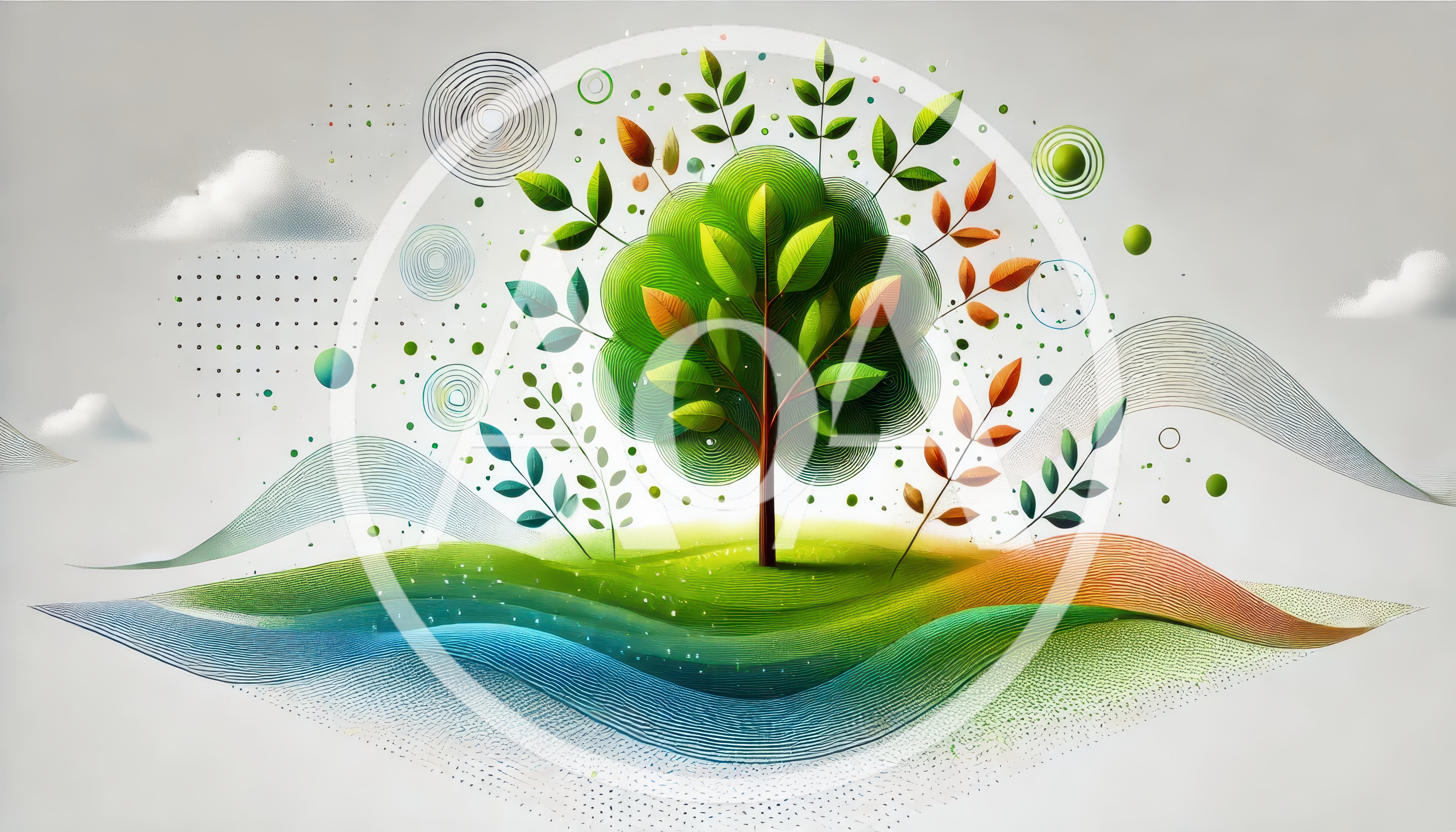 Stylized Digital Illustration Of A Vibrant Tree