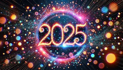 Glowing 2025 New Year Celebration Digital Background