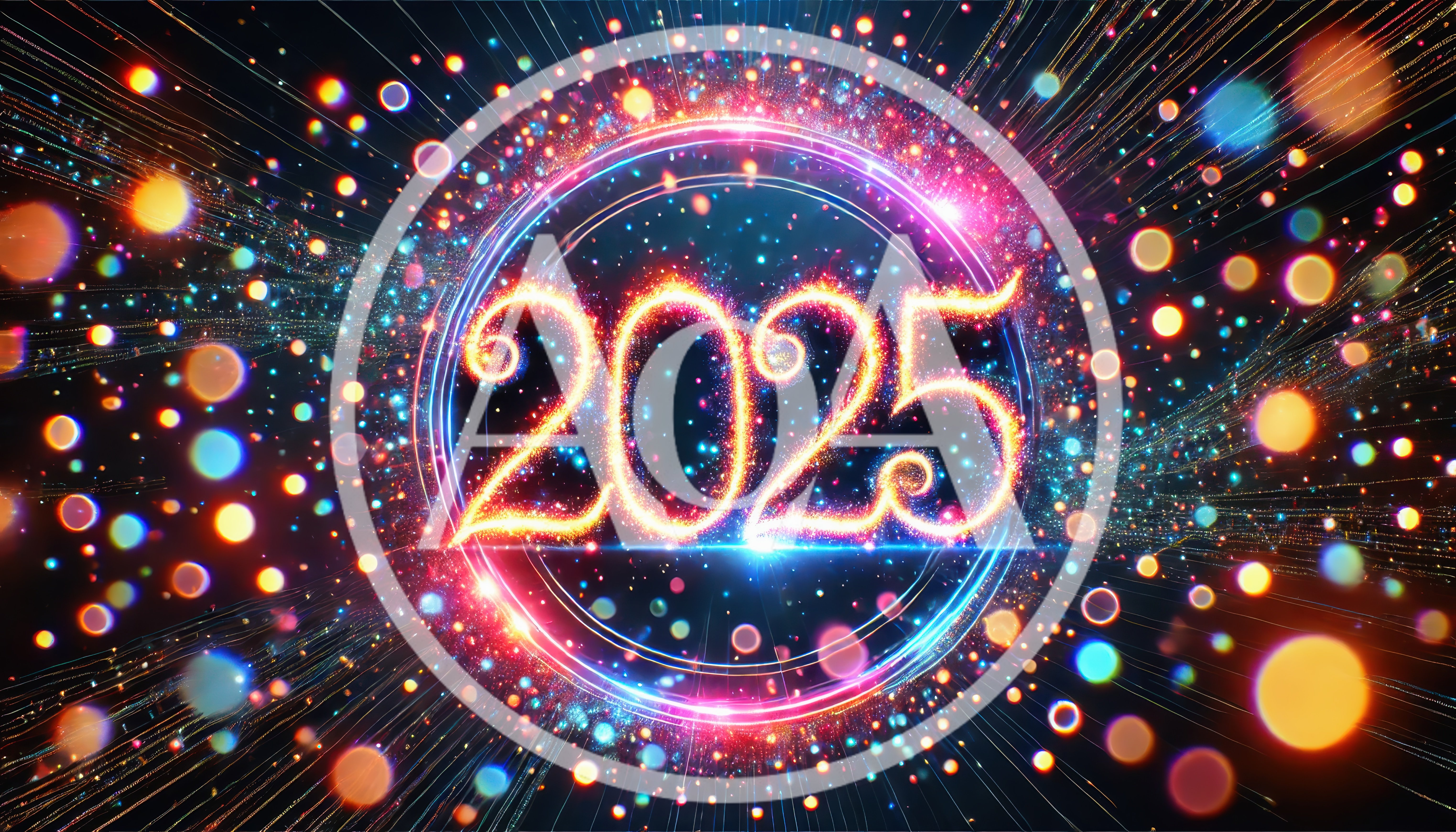Glowing 2025 New Year Celebration Digital Background