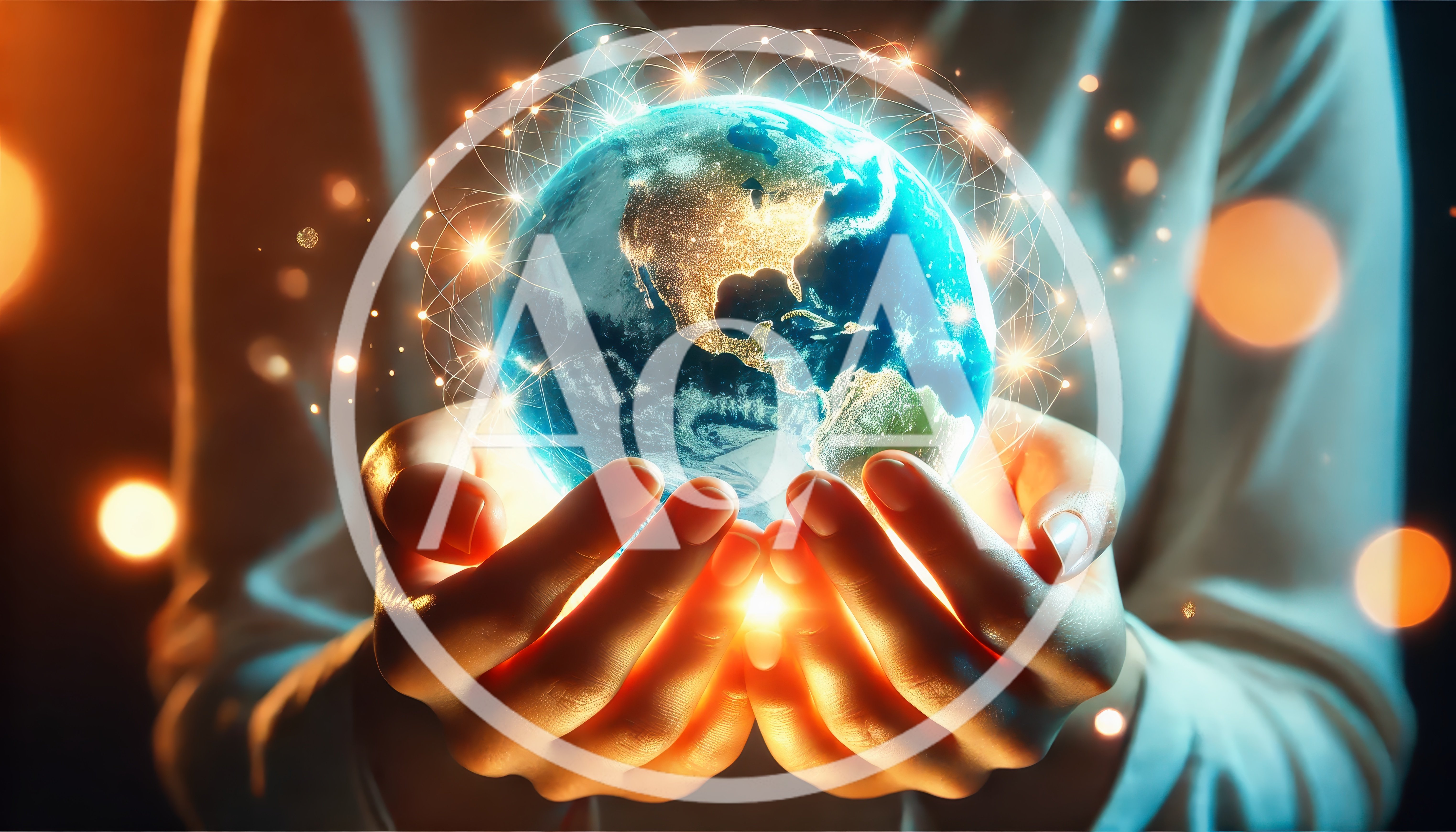 Human Hands Holding A Glowing Digital Earth Globe