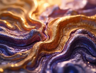 Abstract Liquid Gold And Purple Swirling Texture