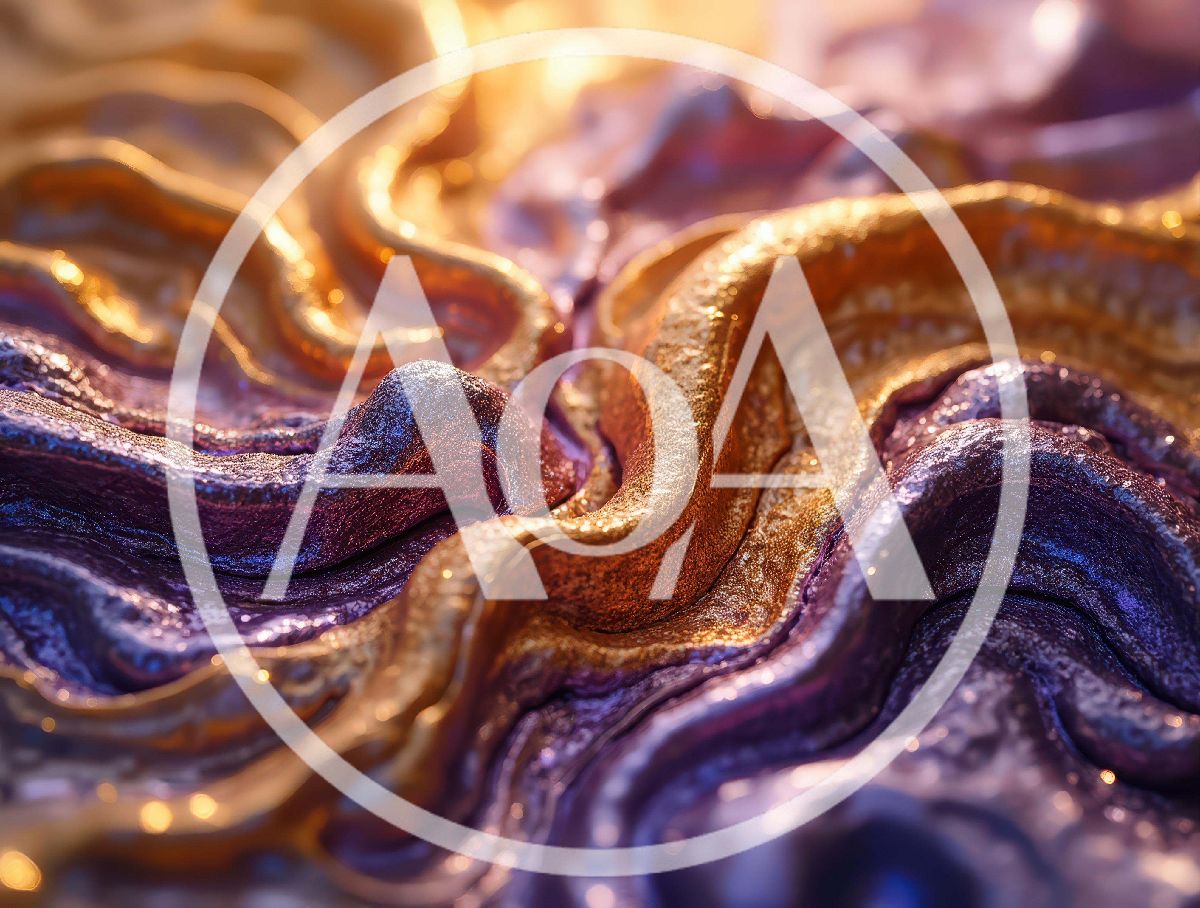Abstract Liquid Gold And Purple Swirling Texture