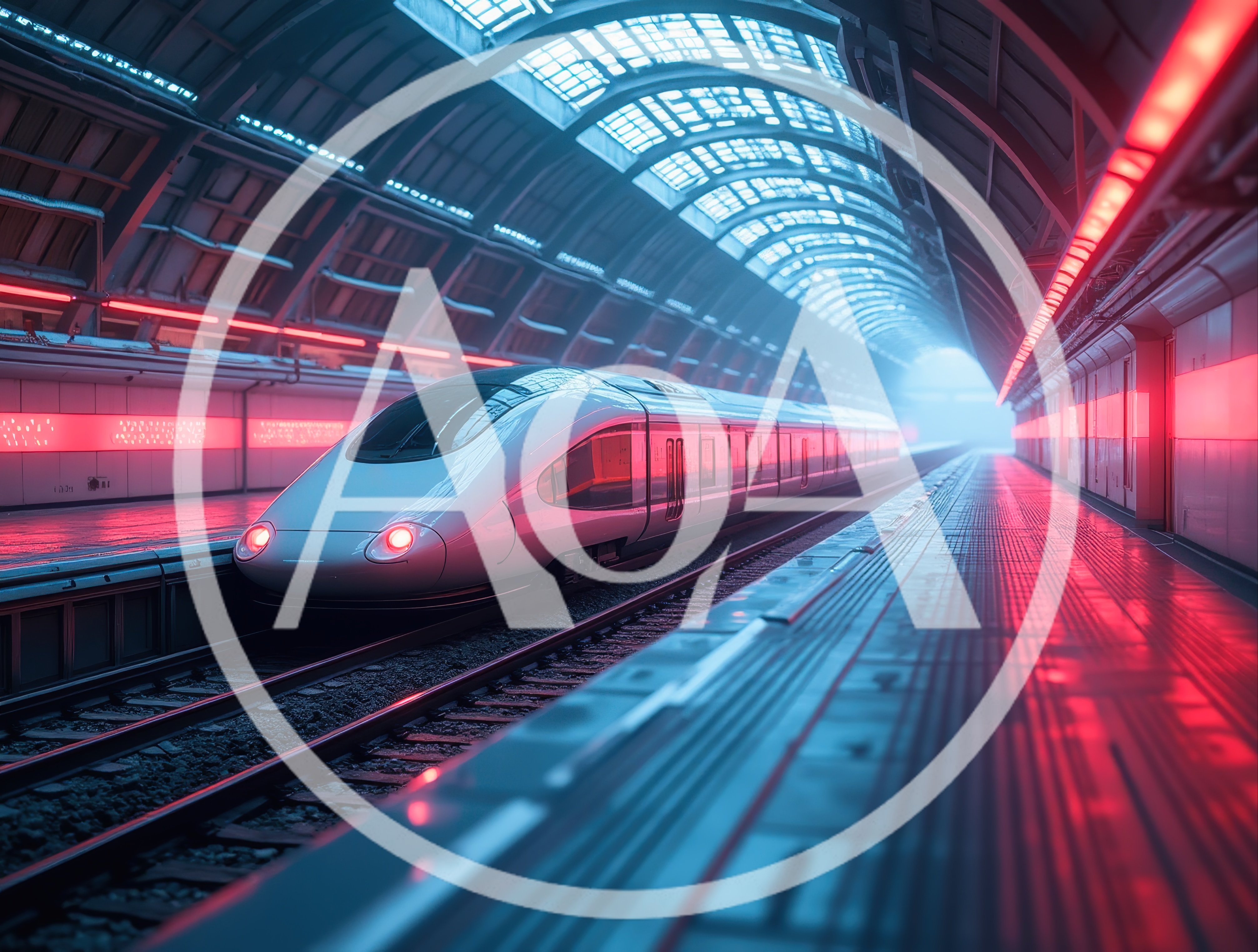 Futuristic High Speed Train At Underground Station