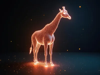 Glowing Particle Giraffe Digital Art