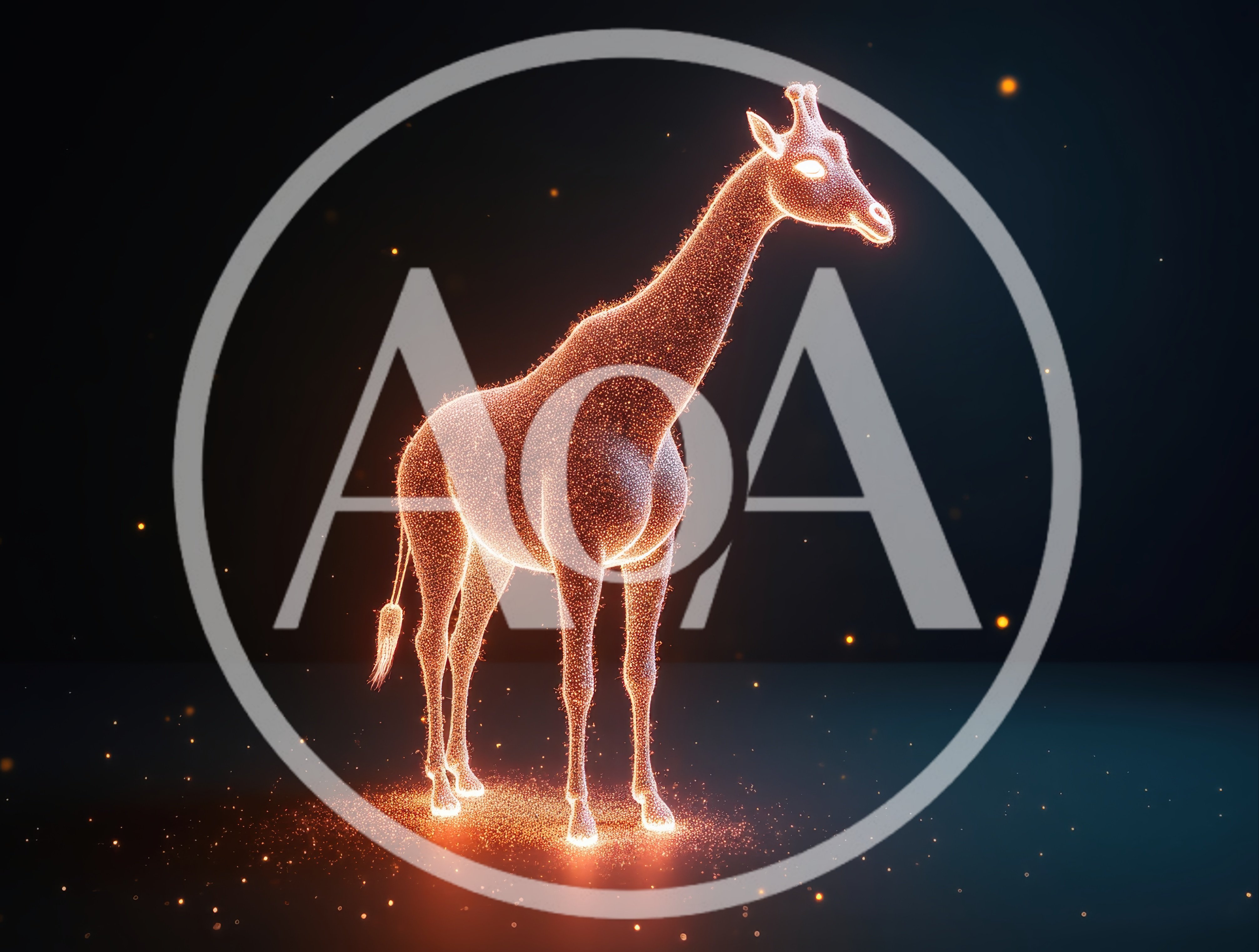 Glowing Particle Giraffe Digital Art