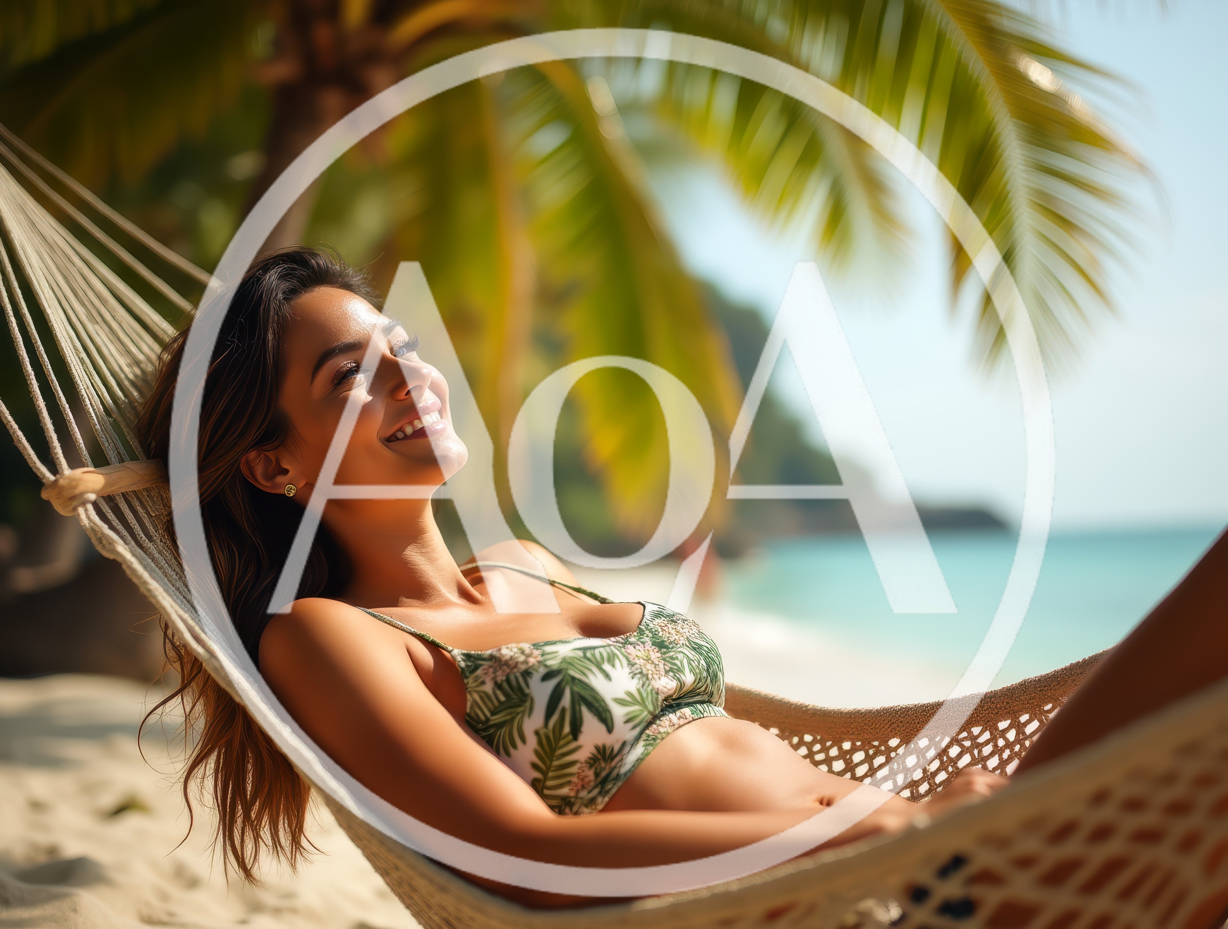 Young Woman Relaxing In A Hammock On A Tropical Beach