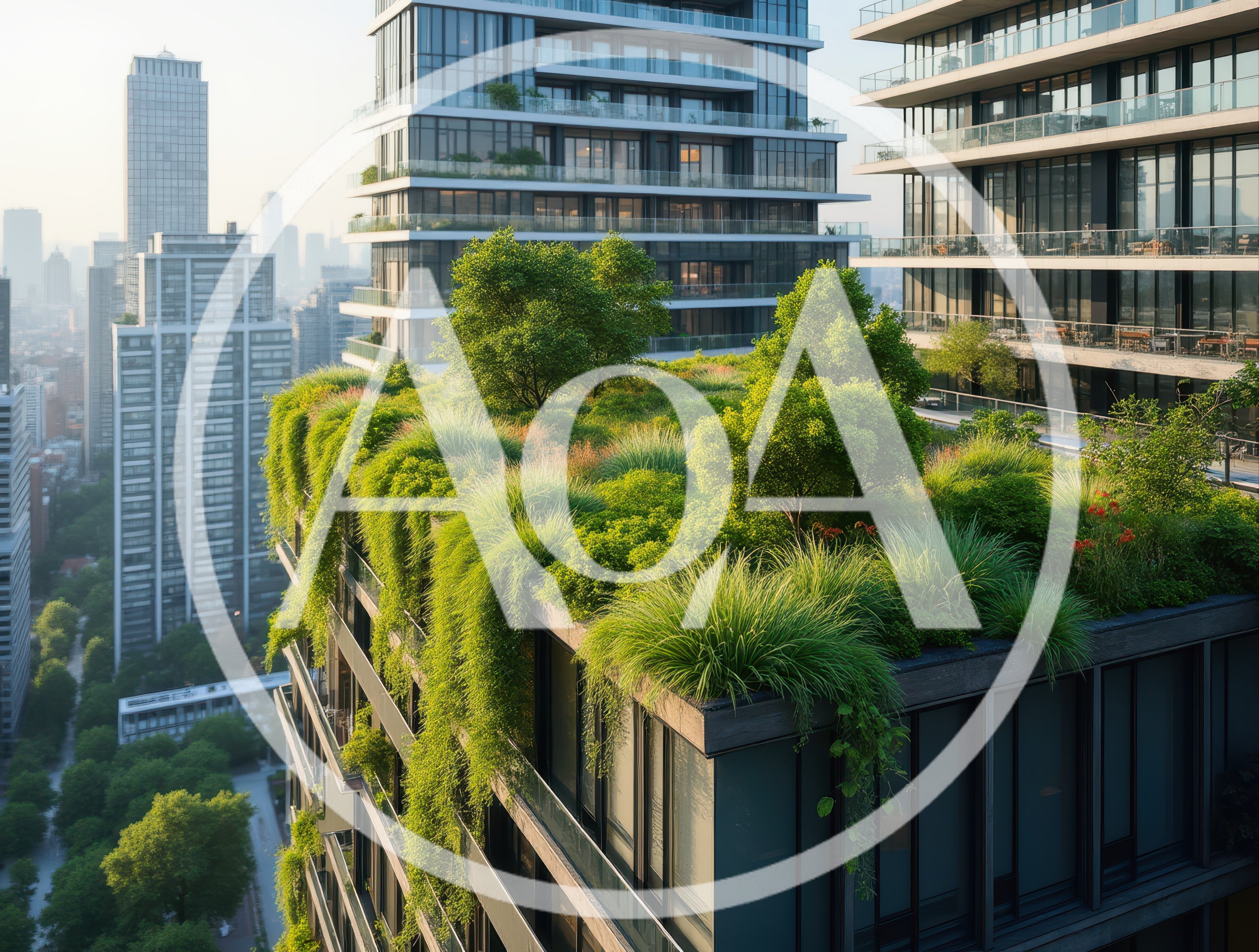 Modern Skyscraper With Lush Green Rooftop Garden