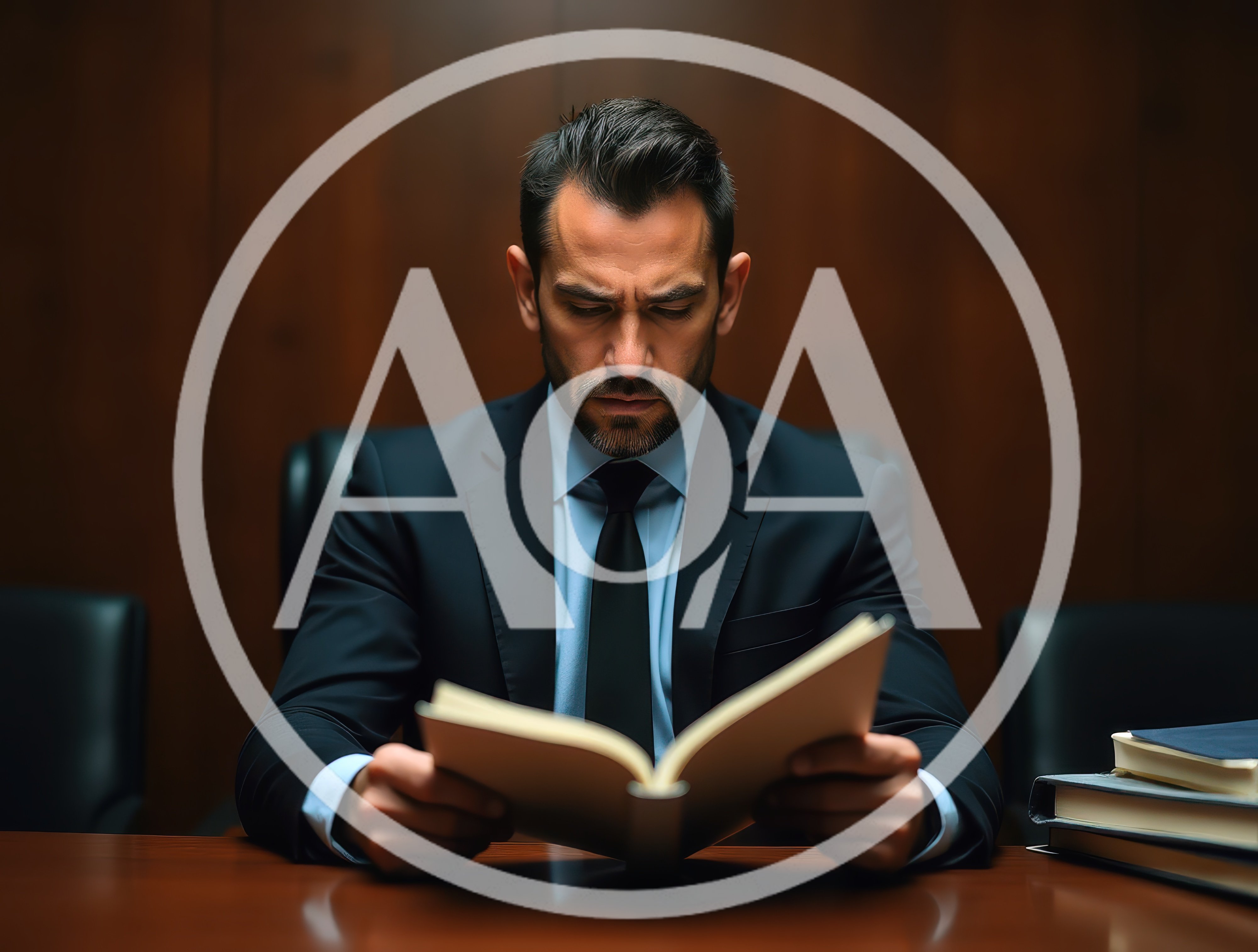 Professional Businessman Reading Documents In A Dark Office