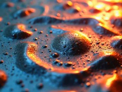 Abstract Macro Texture Of Bubbling Molten Liquid Surface
