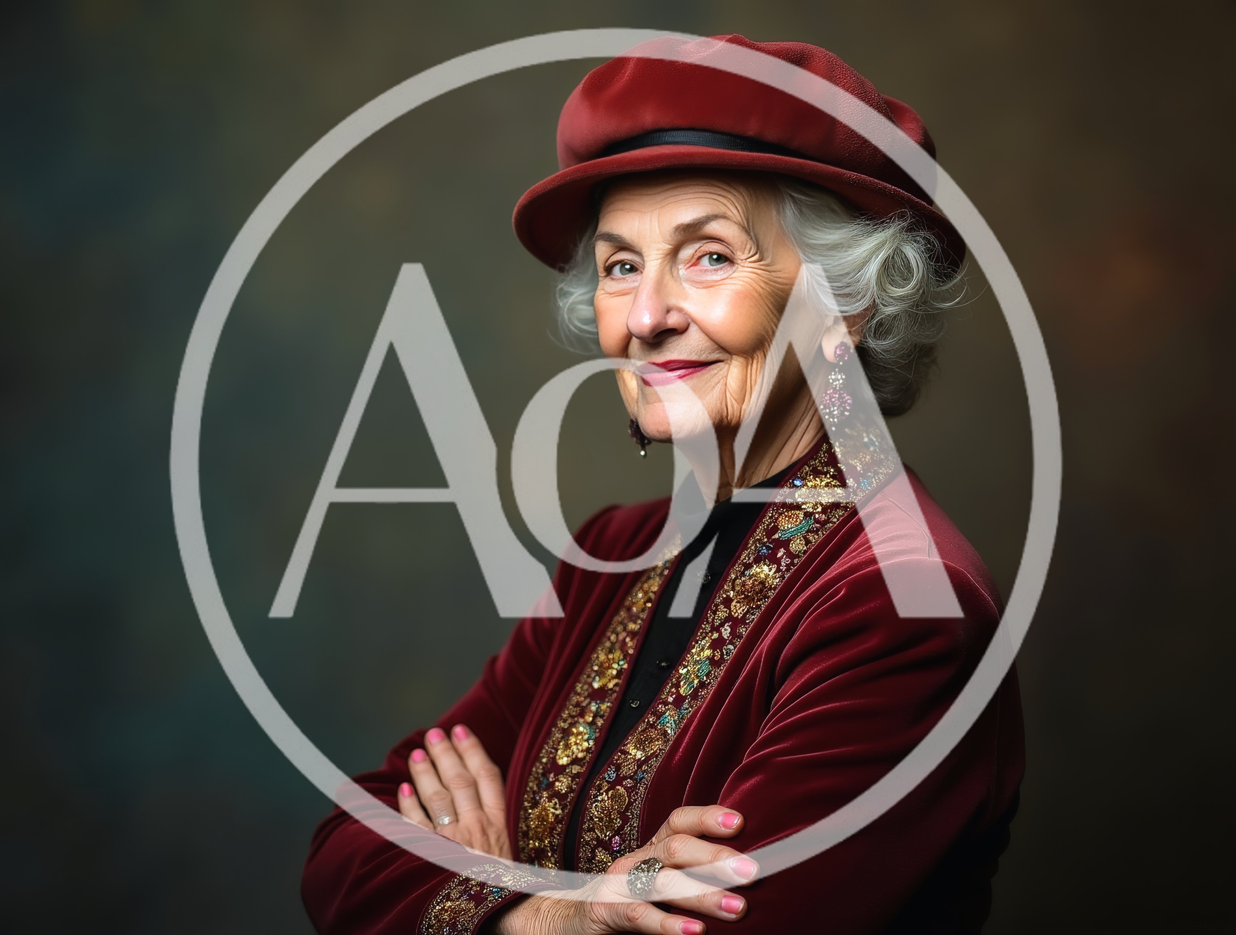 Elegant Senior Woman Wearing A Velvet Hat And Jacket