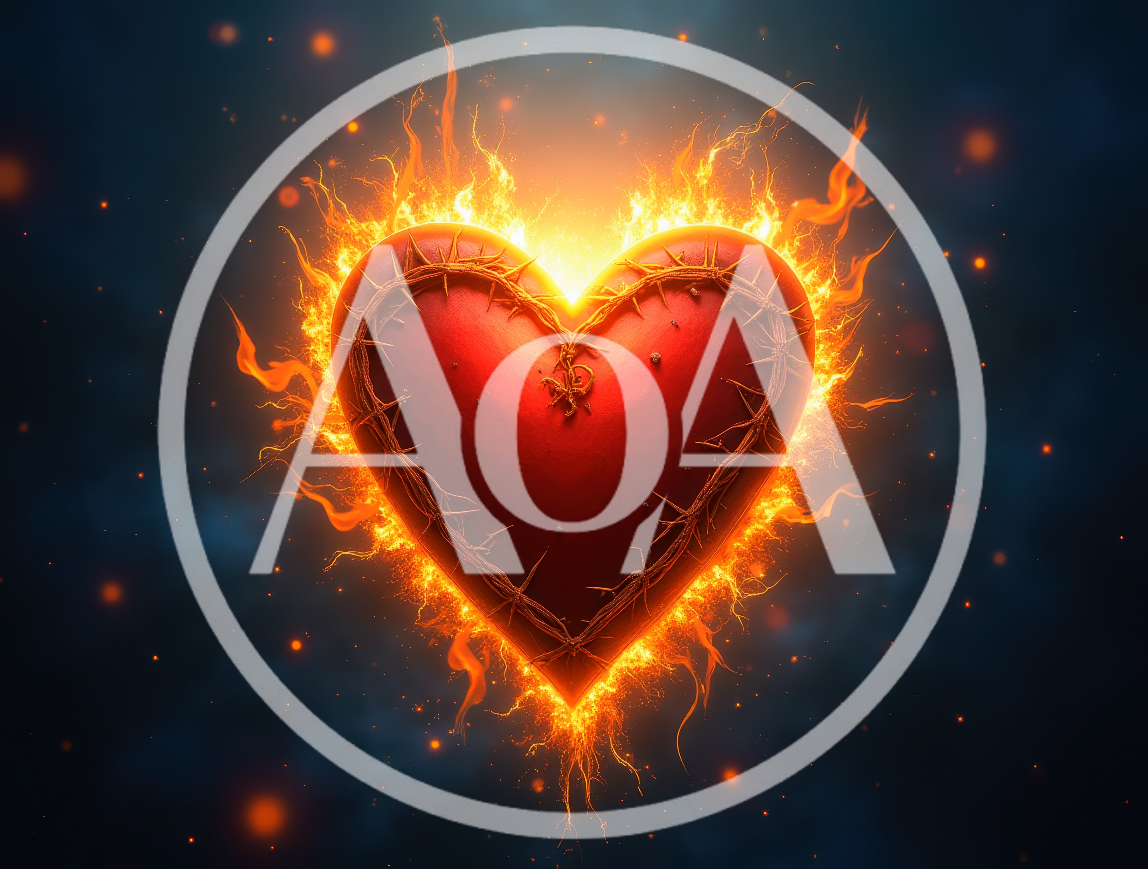 Burning Heart Wrapped In A Crown Of Thorns
