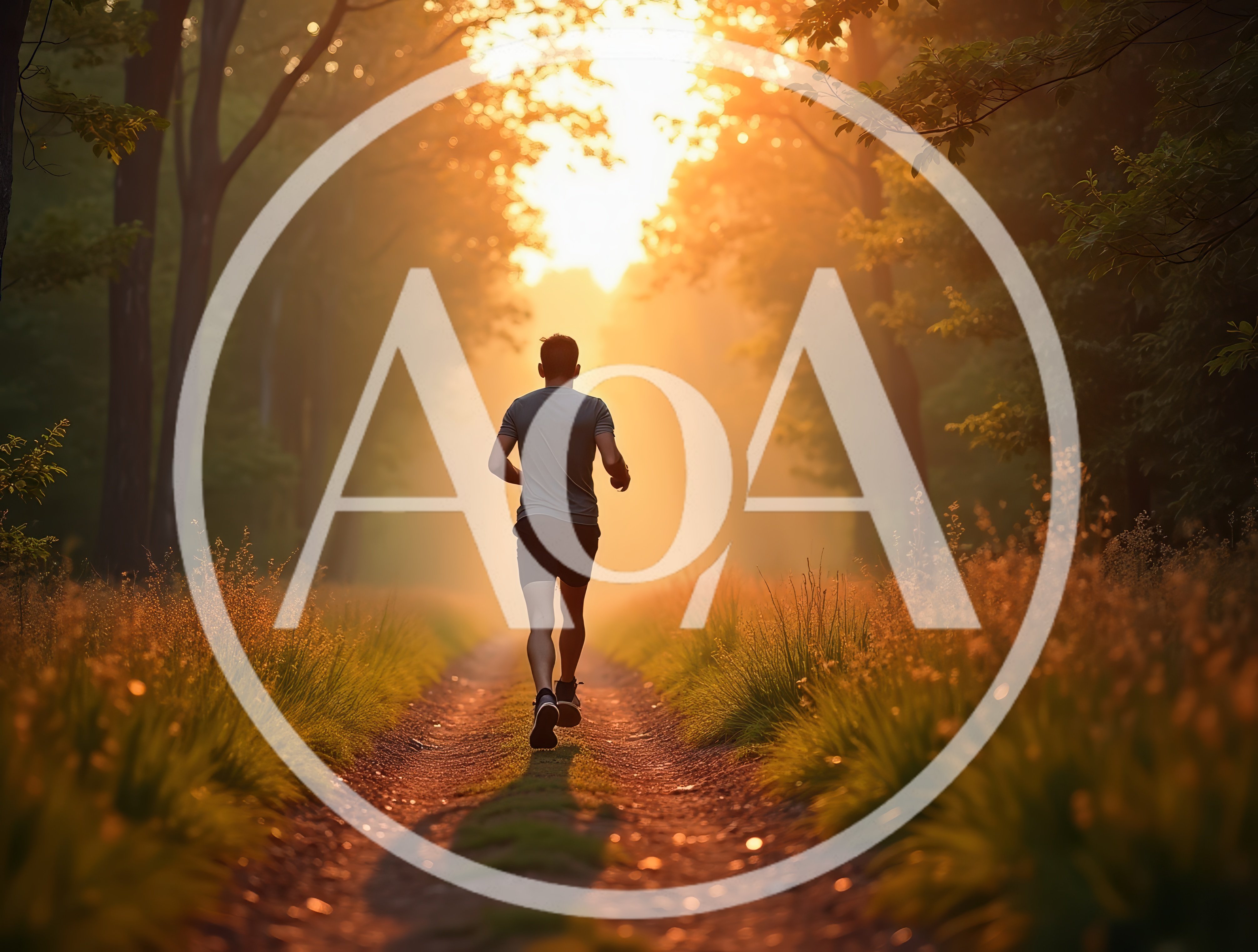 Man Running Along A Dirt Path At Sunset