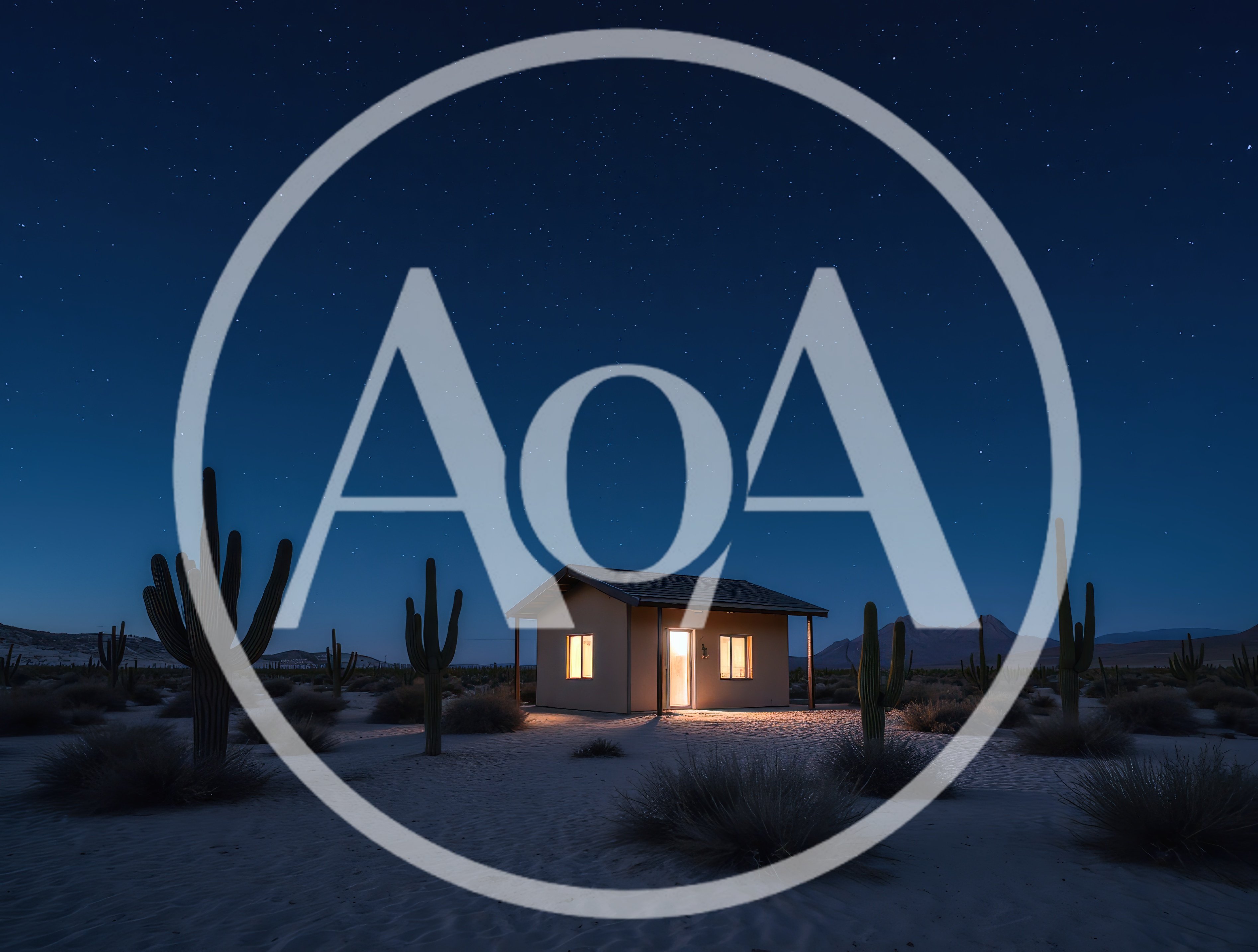 Small Desert Cabin Under A Starry Night Sky