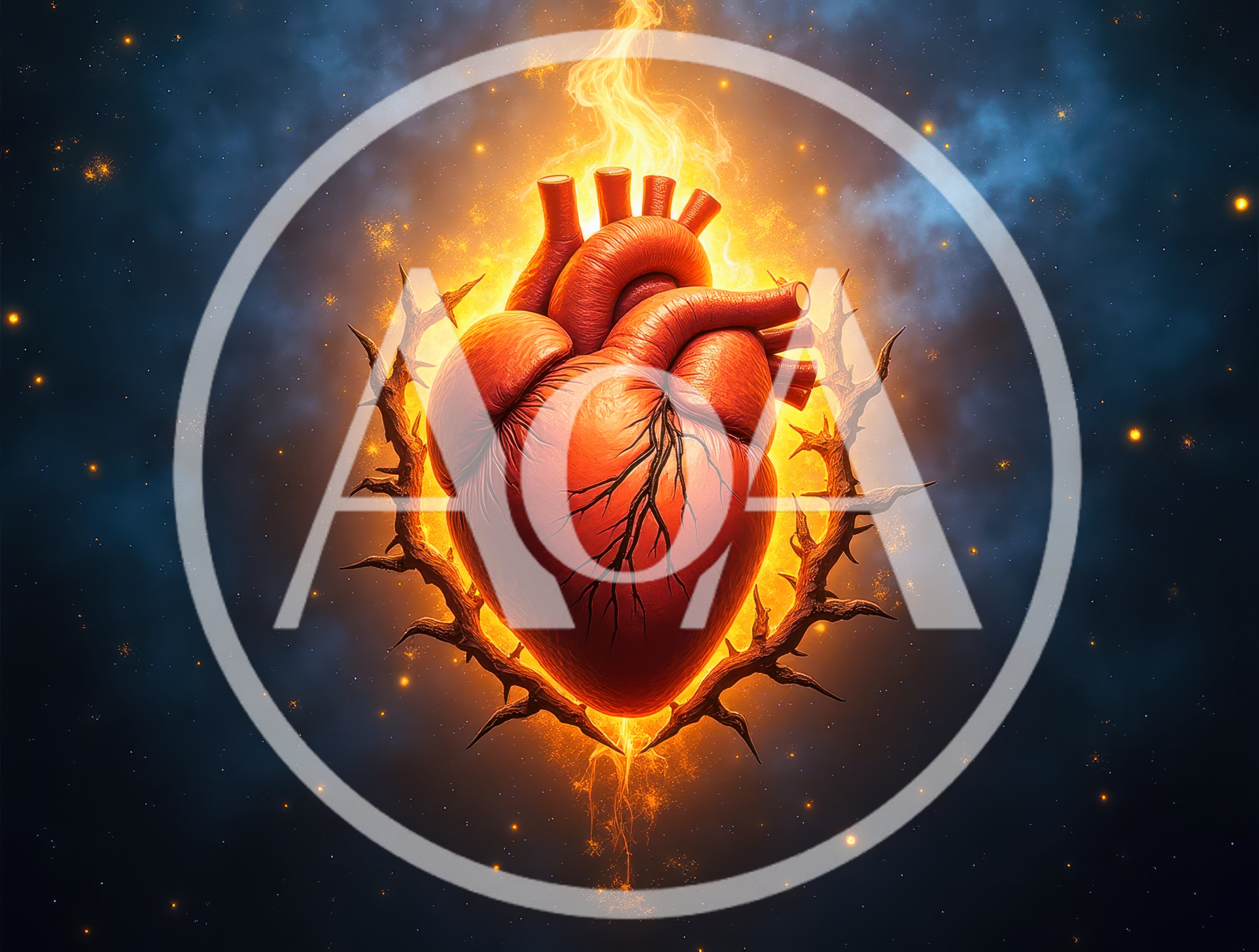 Anatomical Human Heart Surrounded By Crown Of Thorns