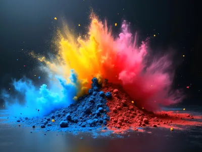 Vibrant Holi Powder Explosion On Dark Background