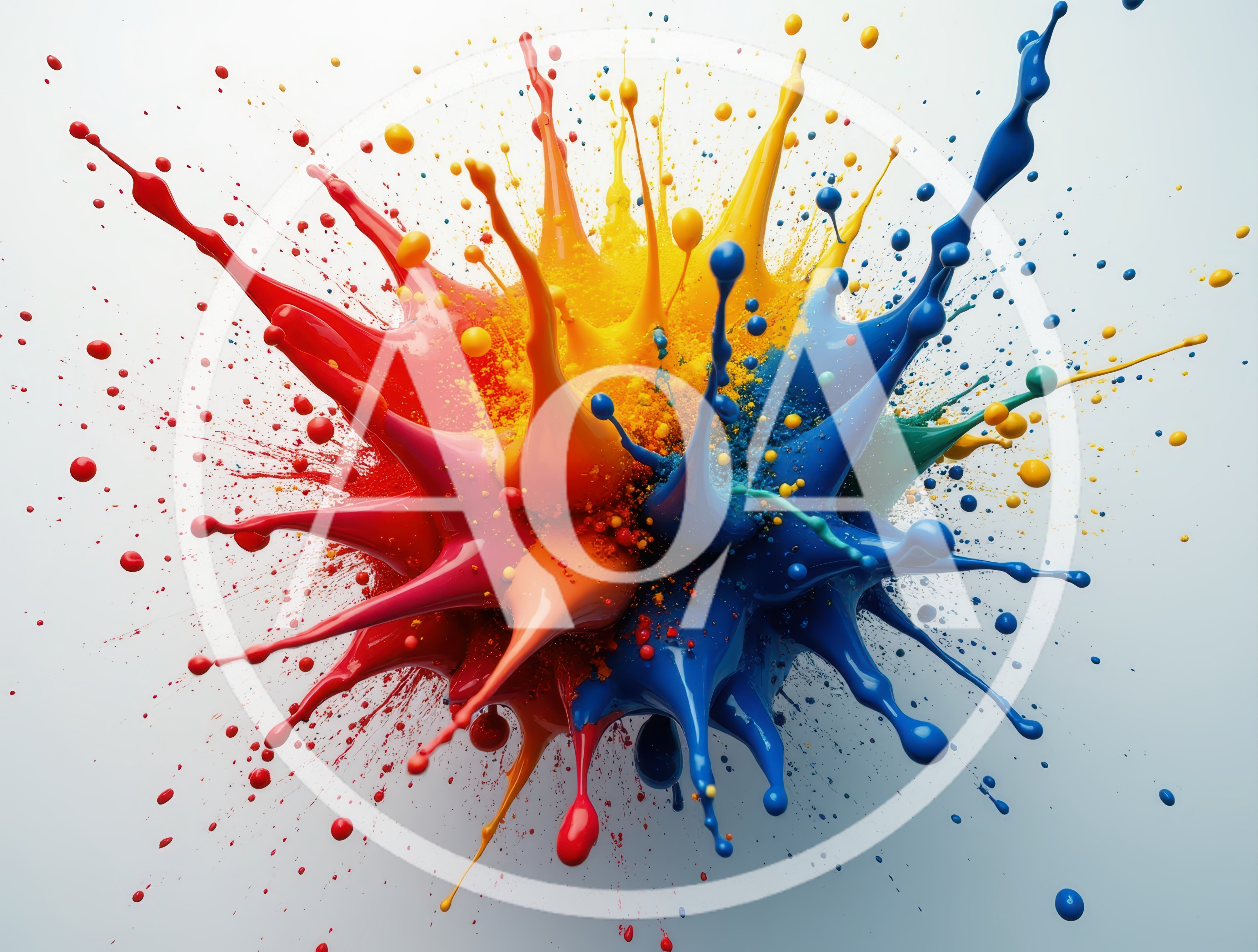Vibrant Multi-Colored Paint Explosion Against White Background