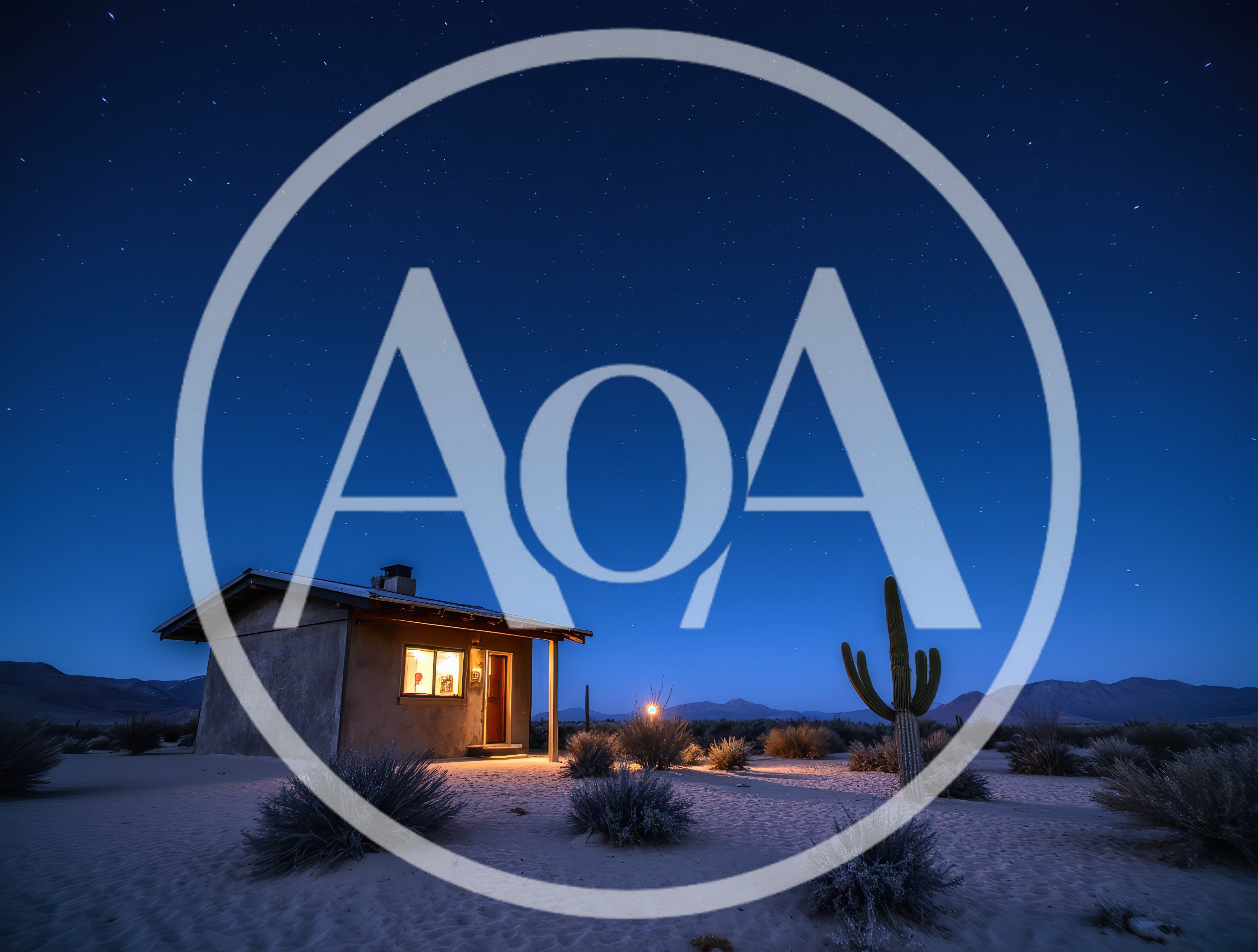 Small Desert Cabin Under A Starry Night Sky