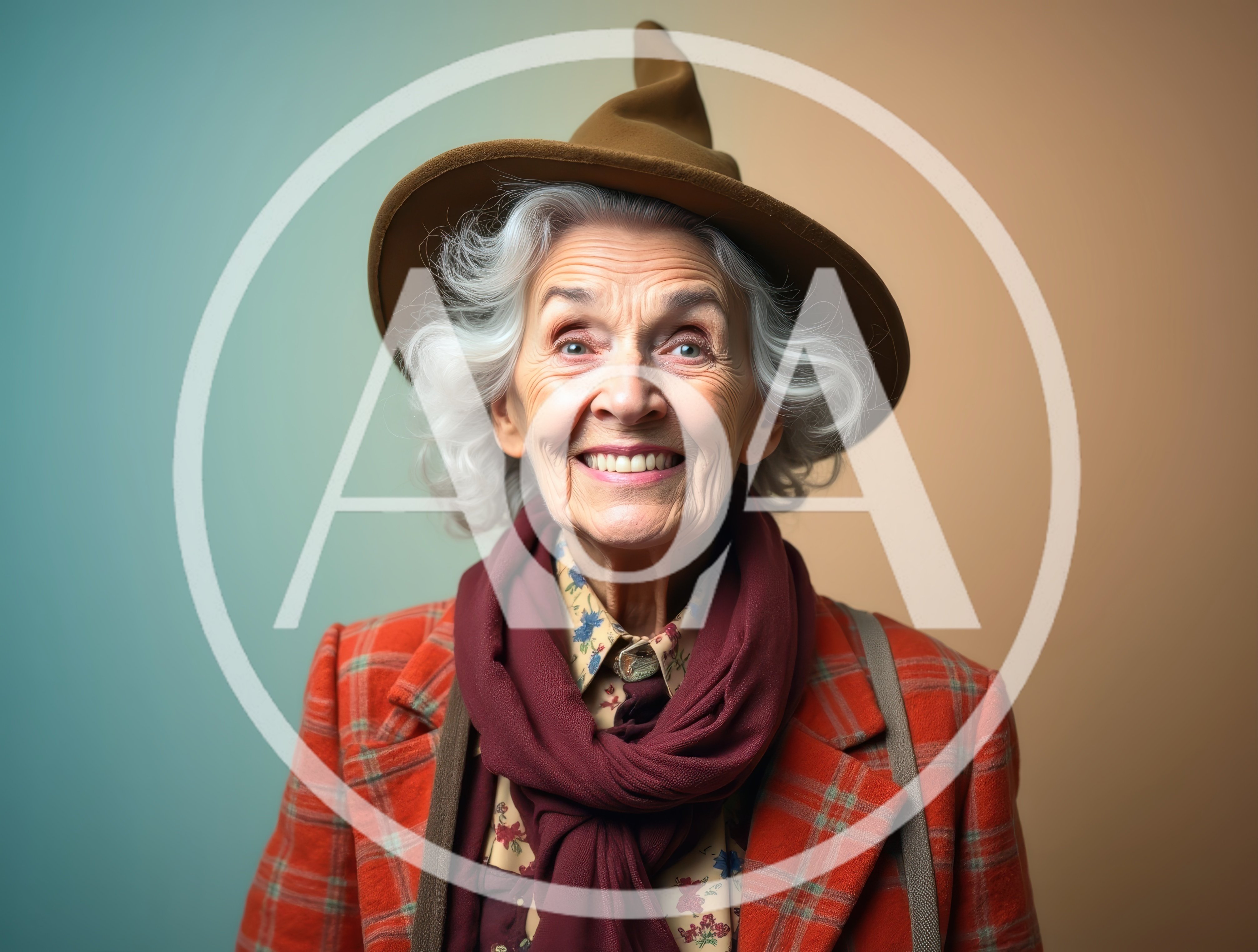Portrait Of A Smiling Elderly Woman In A Witch Hat