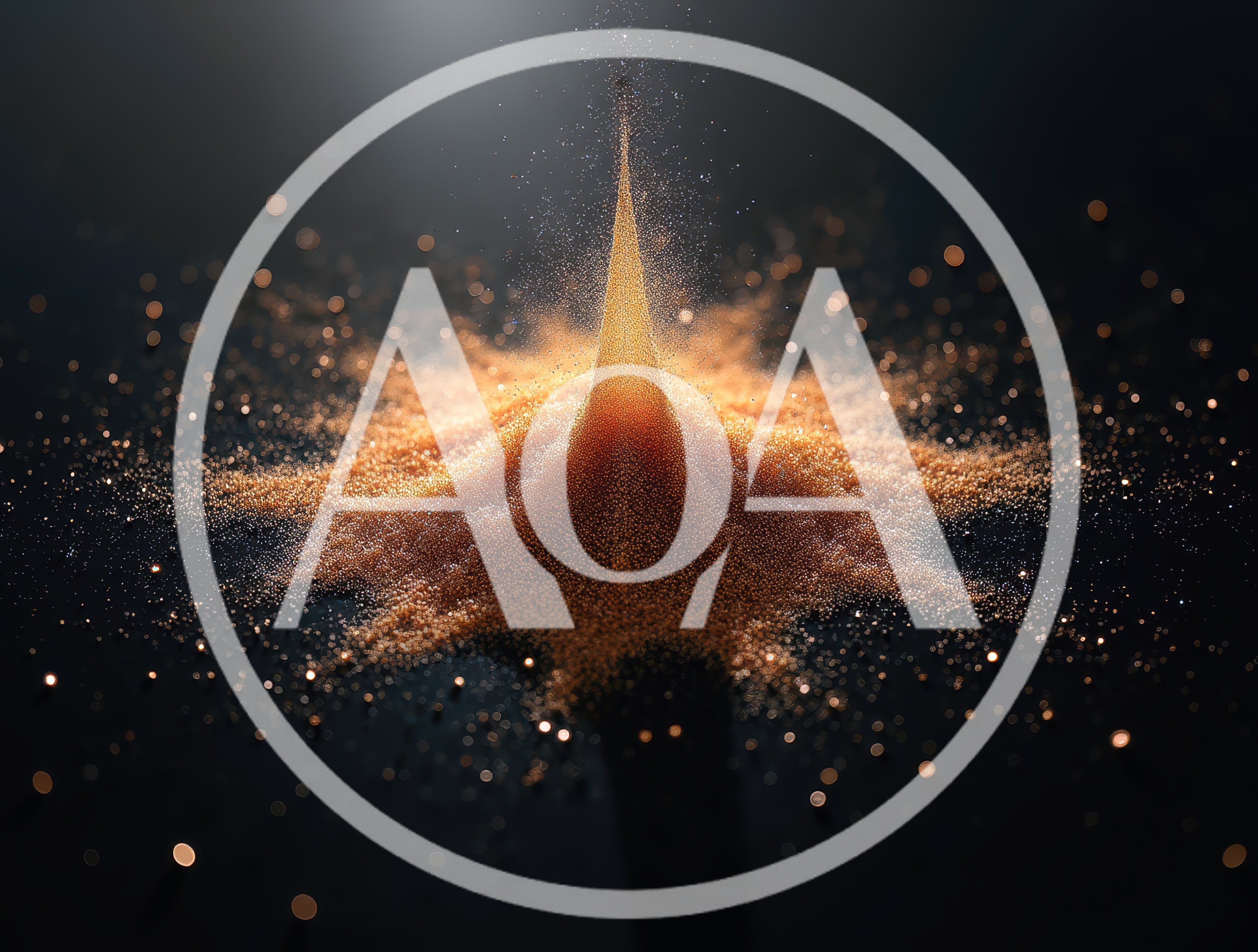 Abstract Golden Particle Explosion On Dark Background