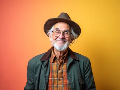Portrait Of A Smiling Elderly Man In A Hat