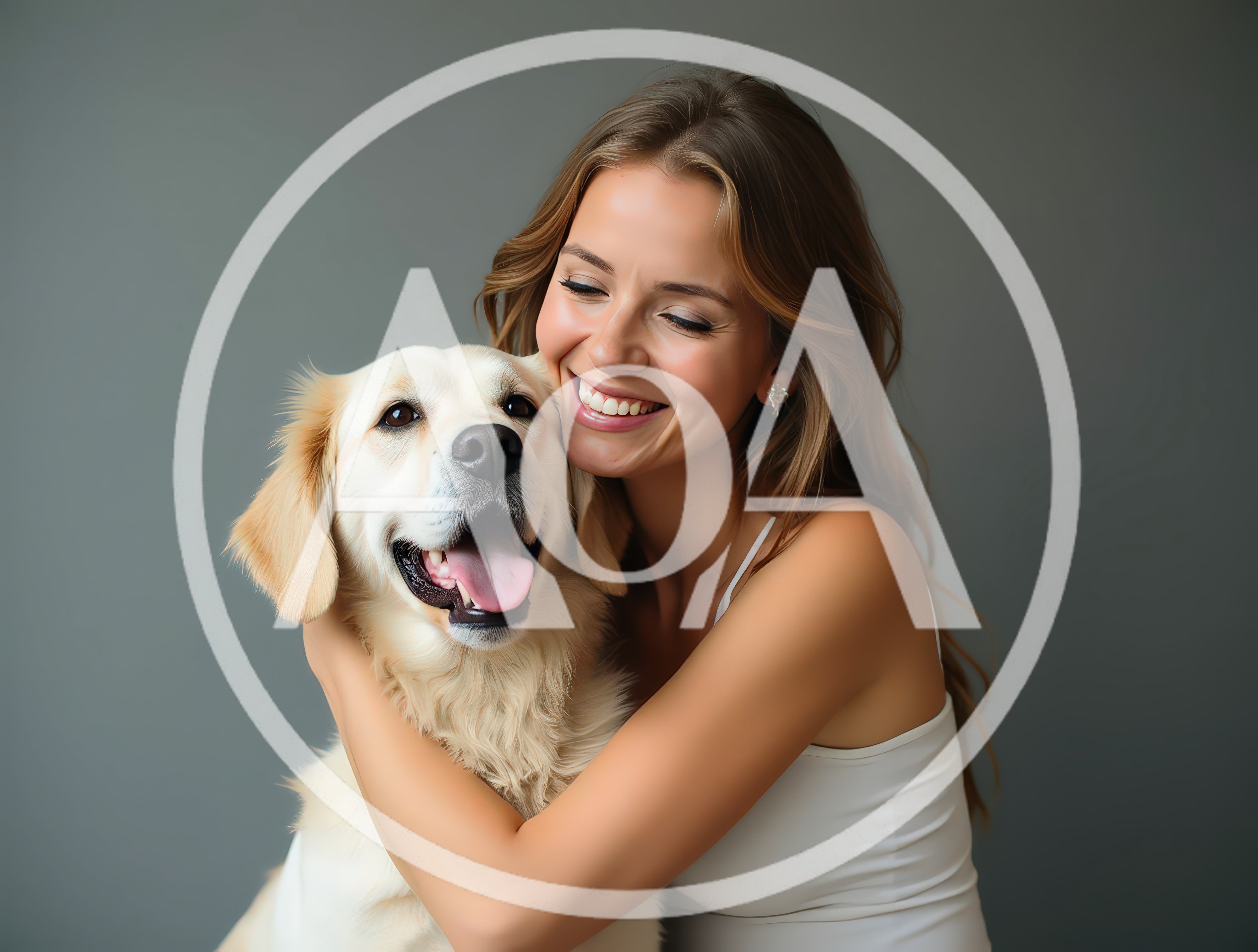 Young Woman Hugging Her Golden Retriever Dog