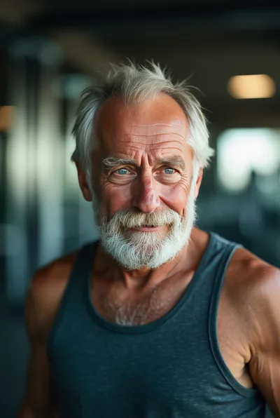 Portrait Of A Fit Senior Man In A Gym