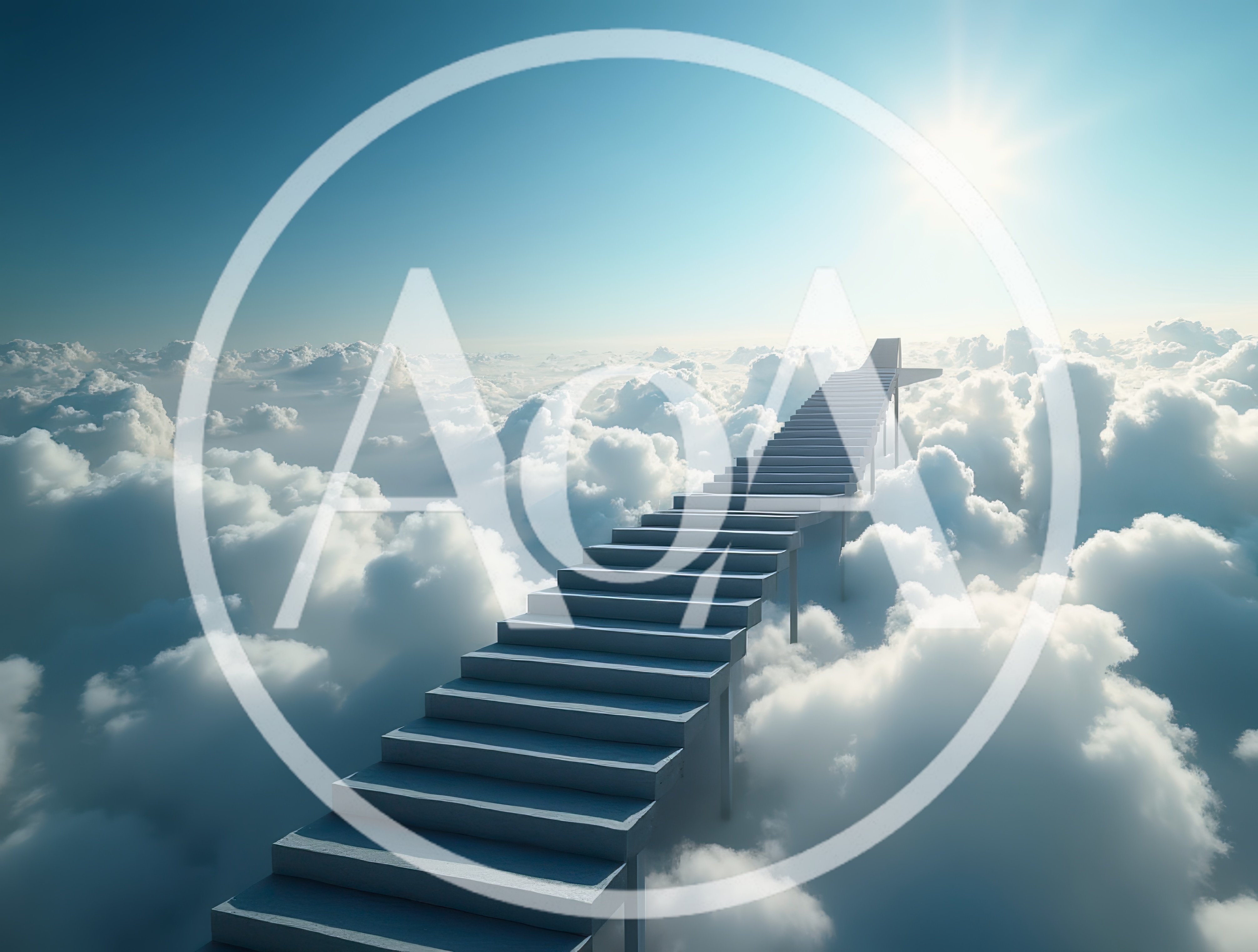 Stairway Leading Into The Bright Sky Above Clouds