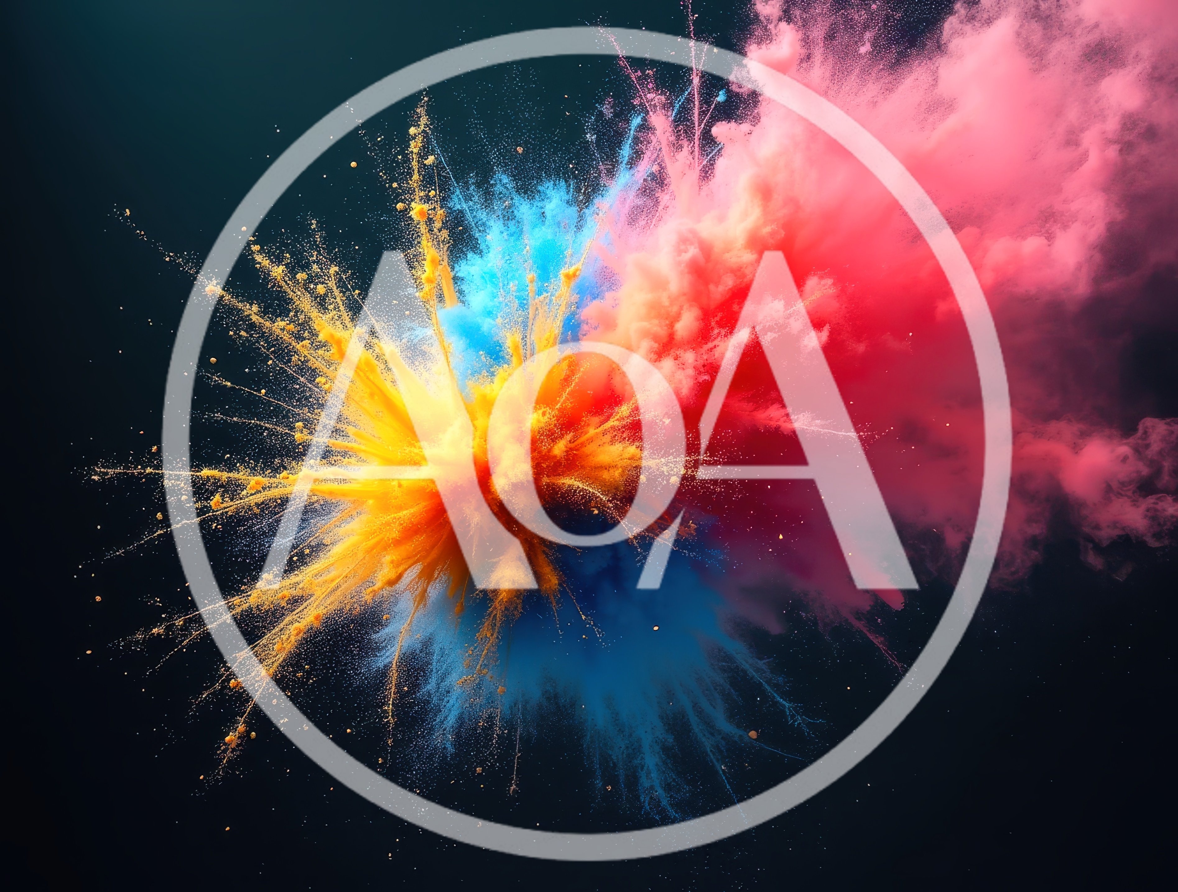 Vibrant Multi-Colored Powder Explosion Against Dark Background